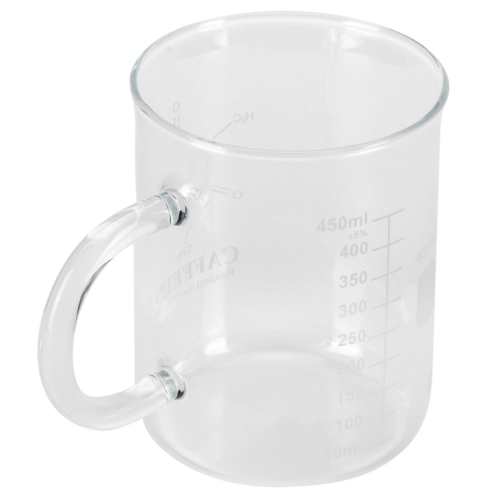 Beaker Mug Borosilicate Glass Cup with Handle and Measuring Scale for Coffee Tea view 3
