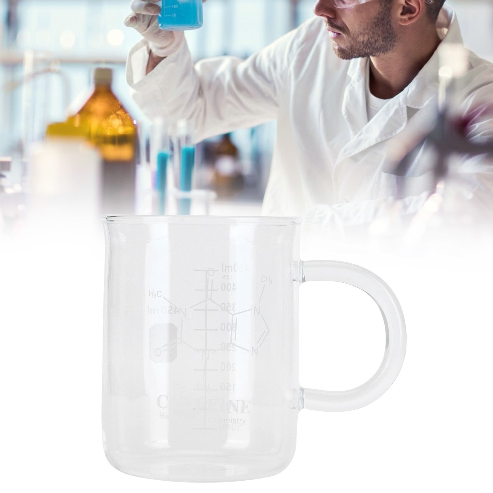 Beaker Mug Borosilicate Glass Cup with Handle and Measuring Scale for Coffee Tea view 9