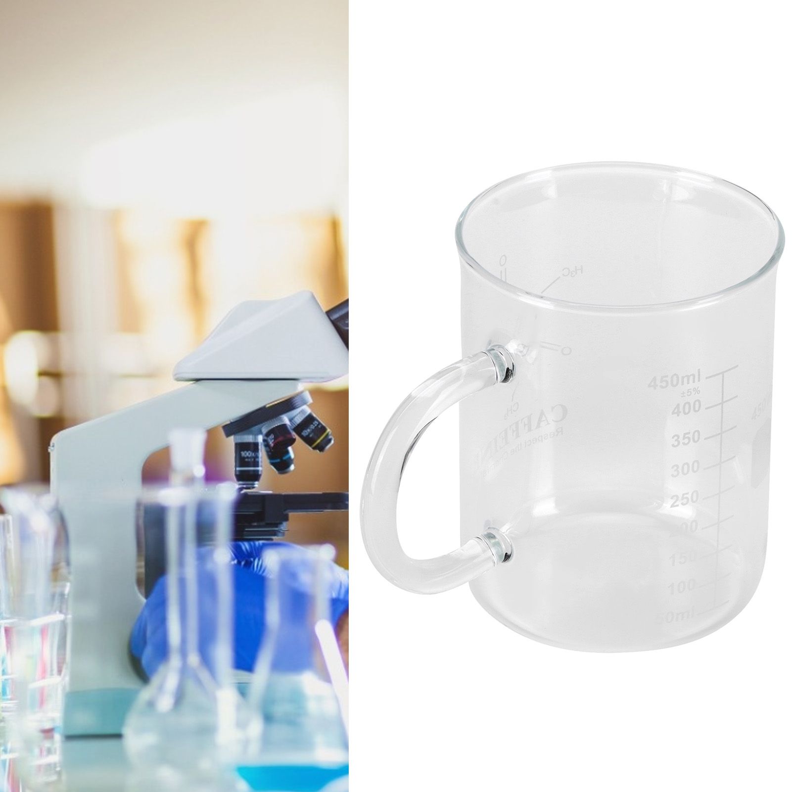 Beaker Mug Borosilicate Glass Cup with Handle and Measuring Scale for Coffee Tea view 10