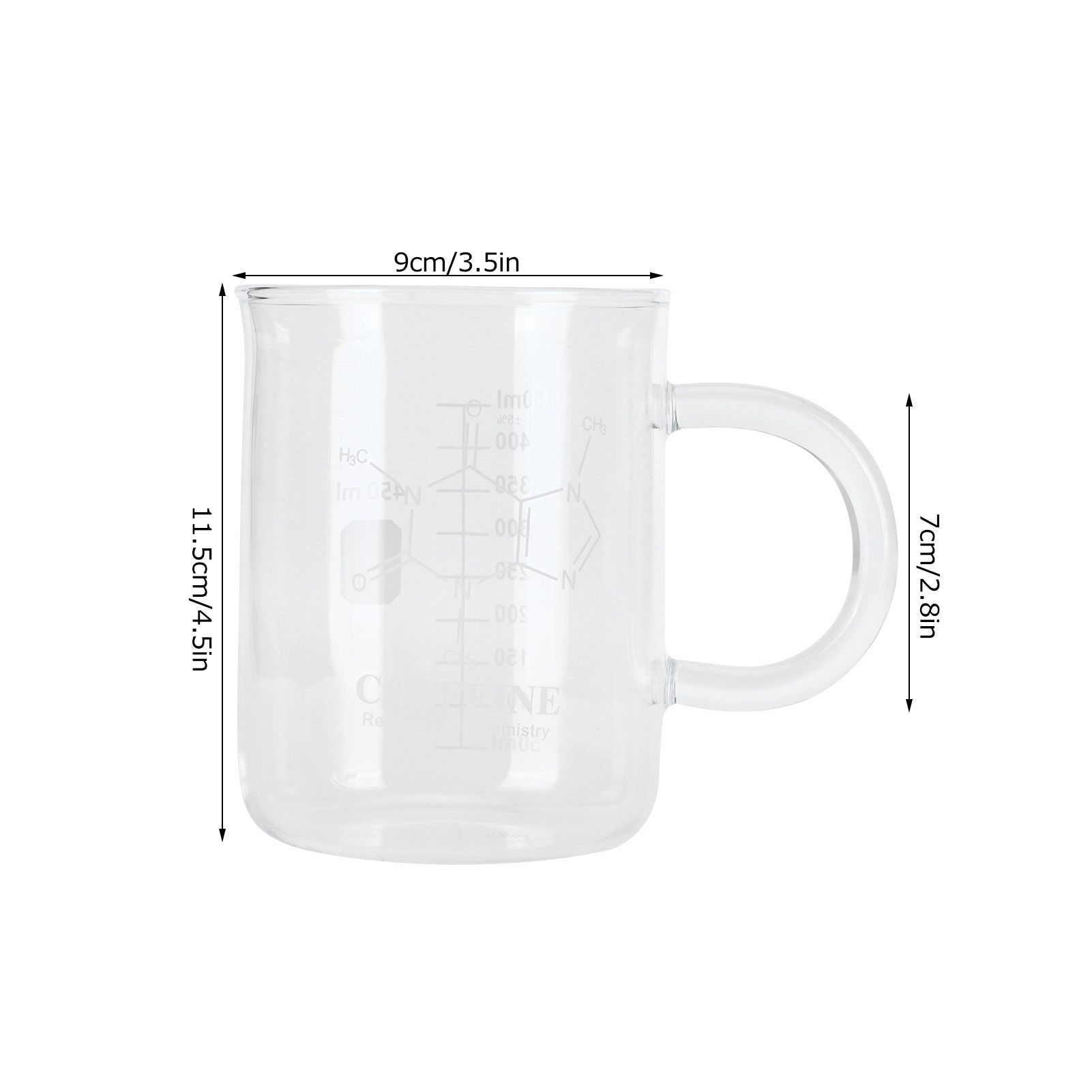 Beaker Mug Borosilicate Glass Cup with Handle and Measuring Scale for Coffee Tea view 14