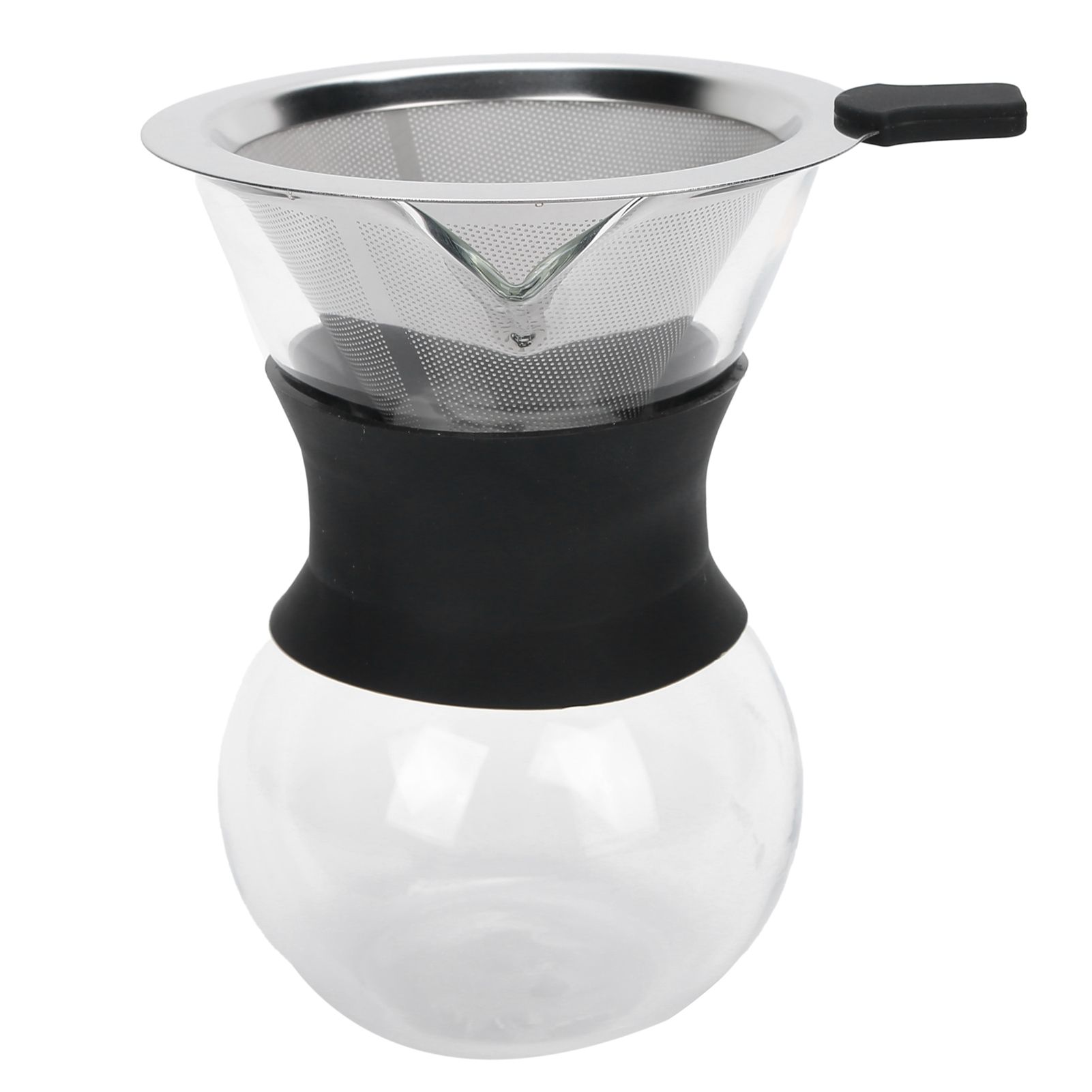 Reusable Glass Coffee Pot with Stainless Steel Filter Manual Drip Coffee Maker