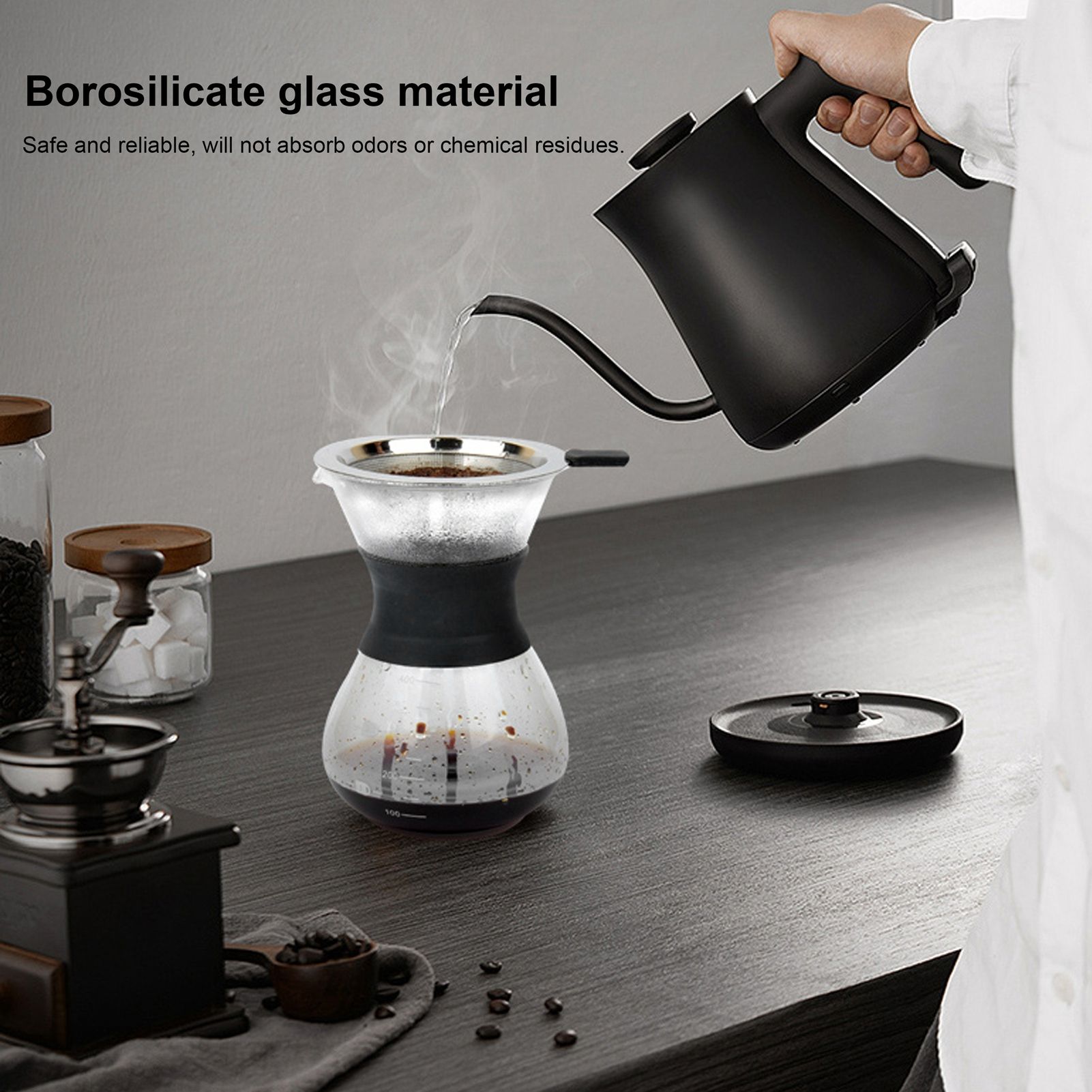 Reusable Glass Coffee Pot with Stainless Steel Filter Manual Drip Coffee Maker view 15