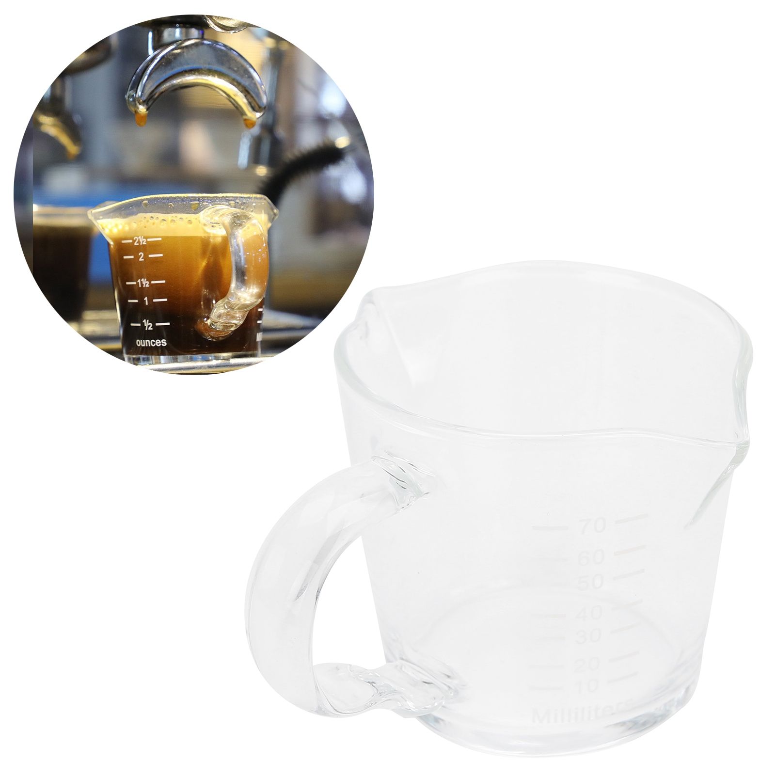 Coffee Cup with Double Spouts Scale Hand Made Borosilicate Glass Measuring Cup view 9