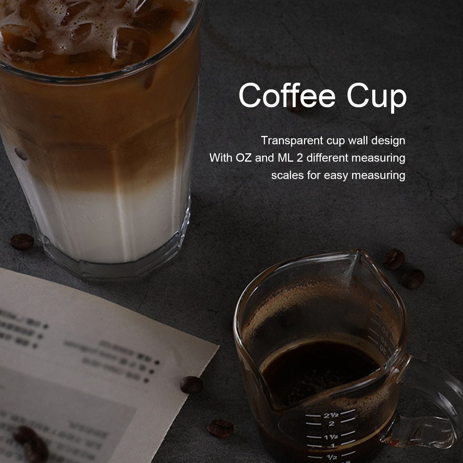 Coffee Cup with Double Spouts Scale Hand Made Borosilicate Glass Measuring Cup view 12