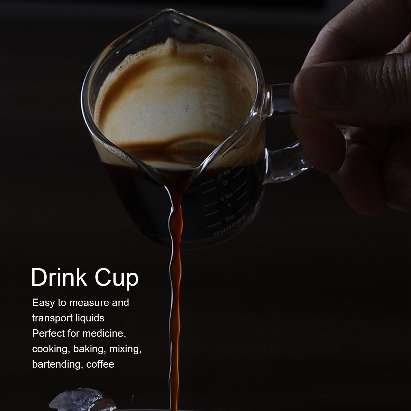 Coffee Cup with Double Spouts Scale Hand Made Borosilicate Glass Measuring Cup view 13