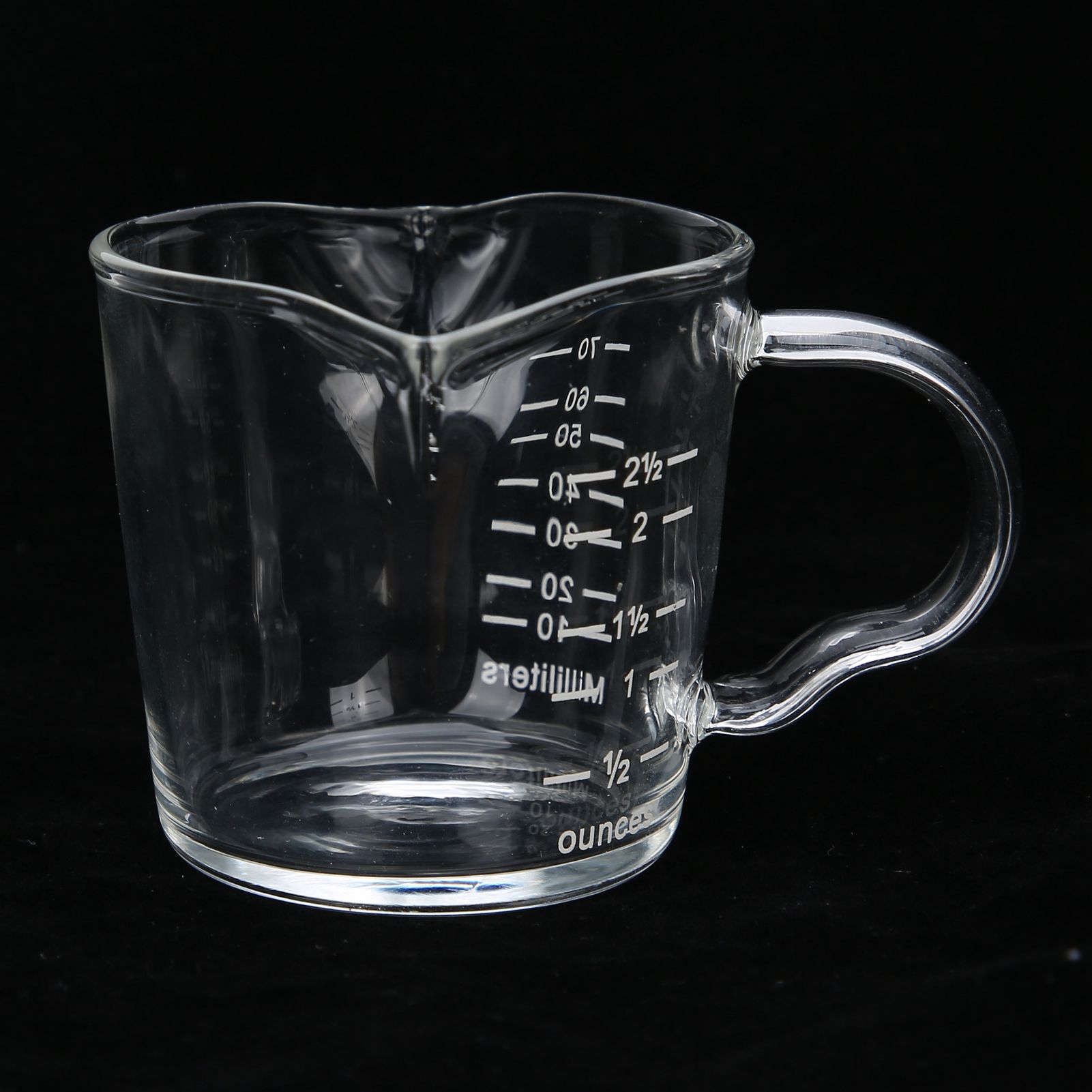 Coffee Cup with Double Spouts Scale Hand Made Borosilicate Glass Measuring Cup view 14