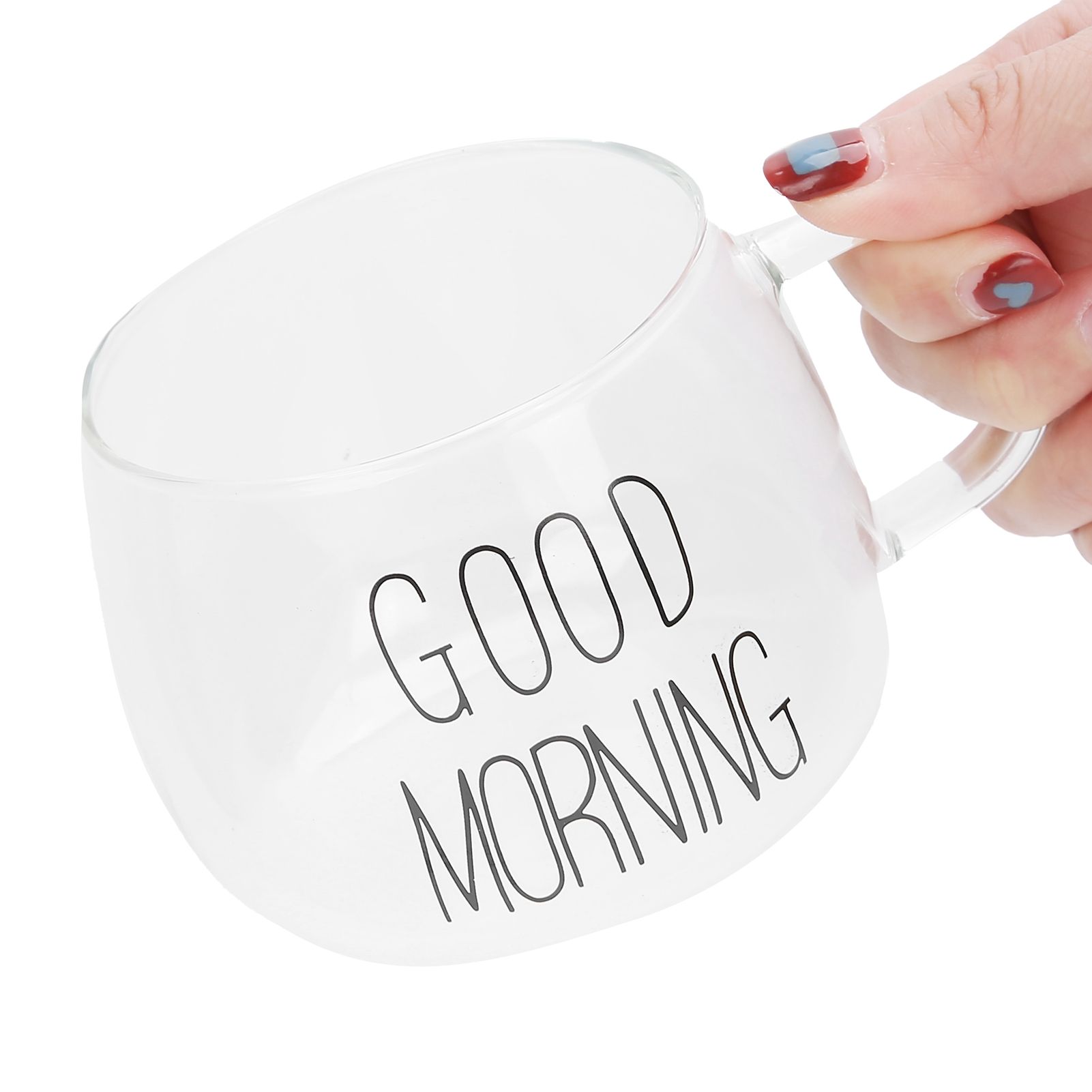Coffee Cup Transparent Borosilicate Glass Mug with Handle for Milk Tea view 8