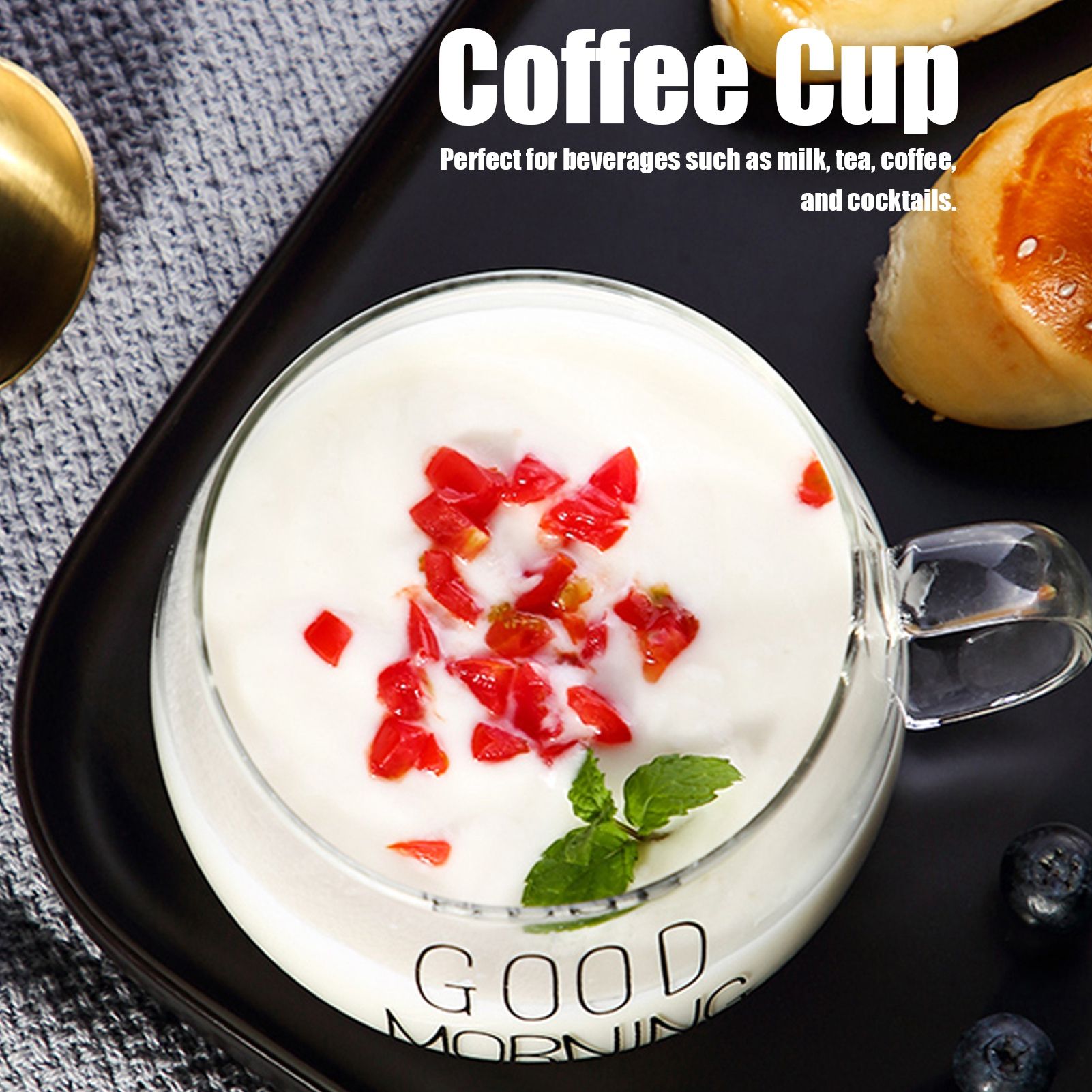 Coffee Cup Transparent Borosilicate Glass Mug with Handle for Milk Tea view 12
