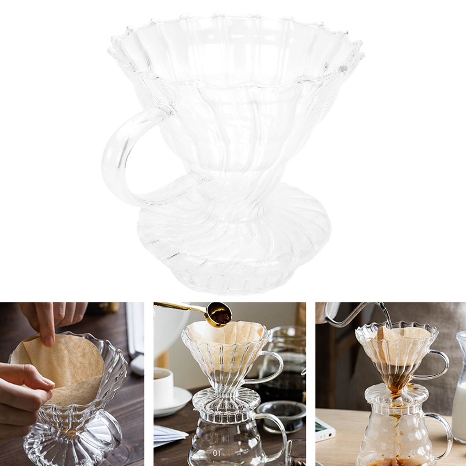 Glass Pour Over Coffee Dripper Cone Filter Cup Coffee Machine Accessories Home view 9