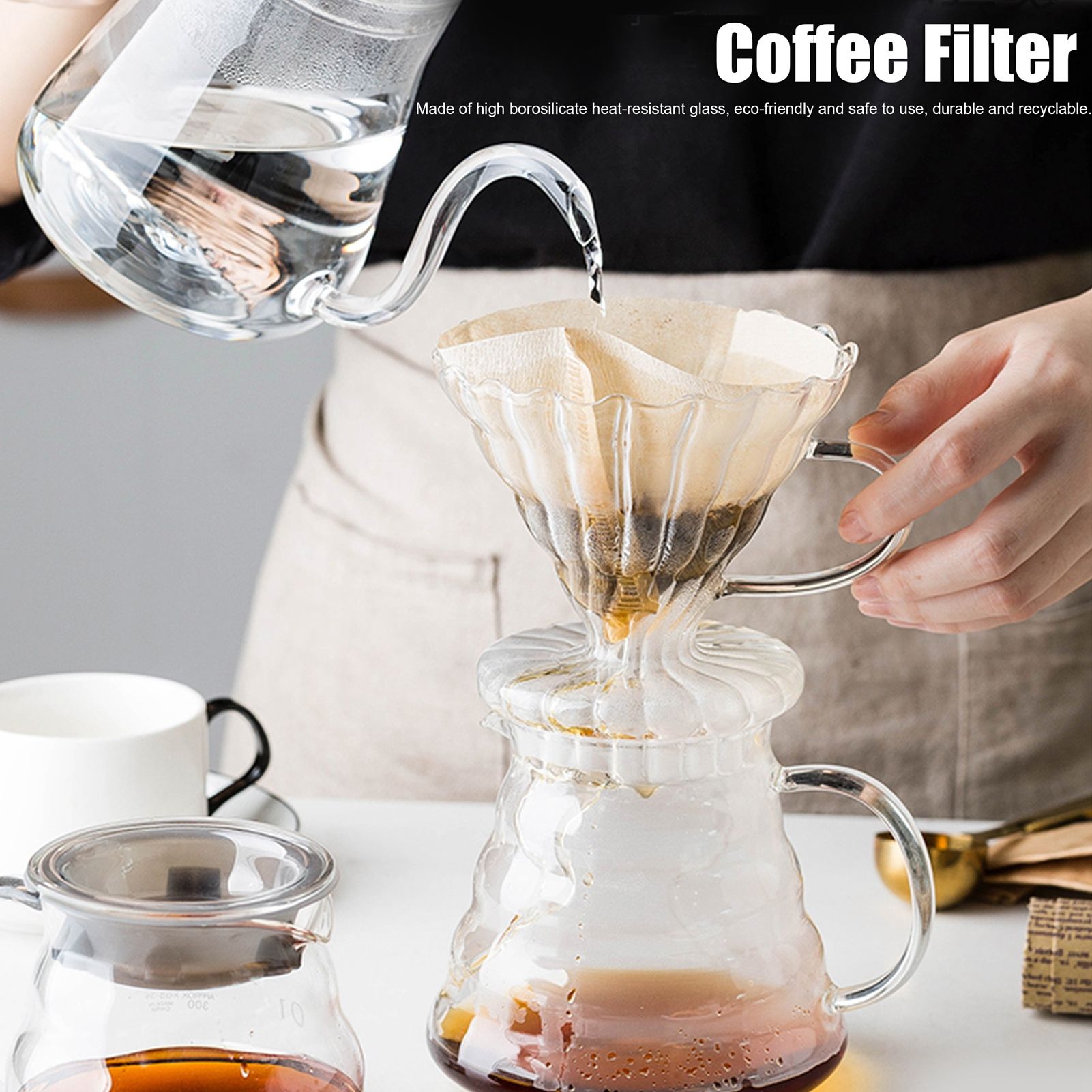 Glass Pour Over Coffee Dripper Cone Filter Cup Coffee Machine Accessories Home view 12
