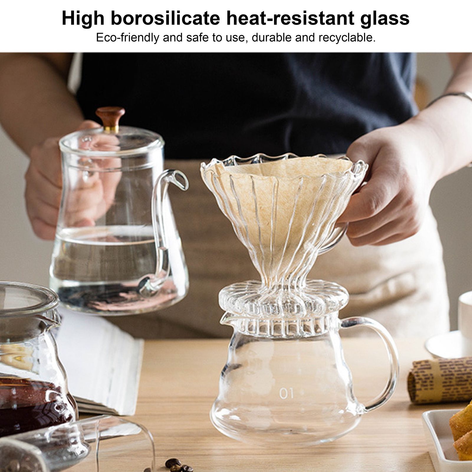 Glass Pour Over Coffee Dripper Cone Filter Cup Coffee Machine Accessories Home view 13