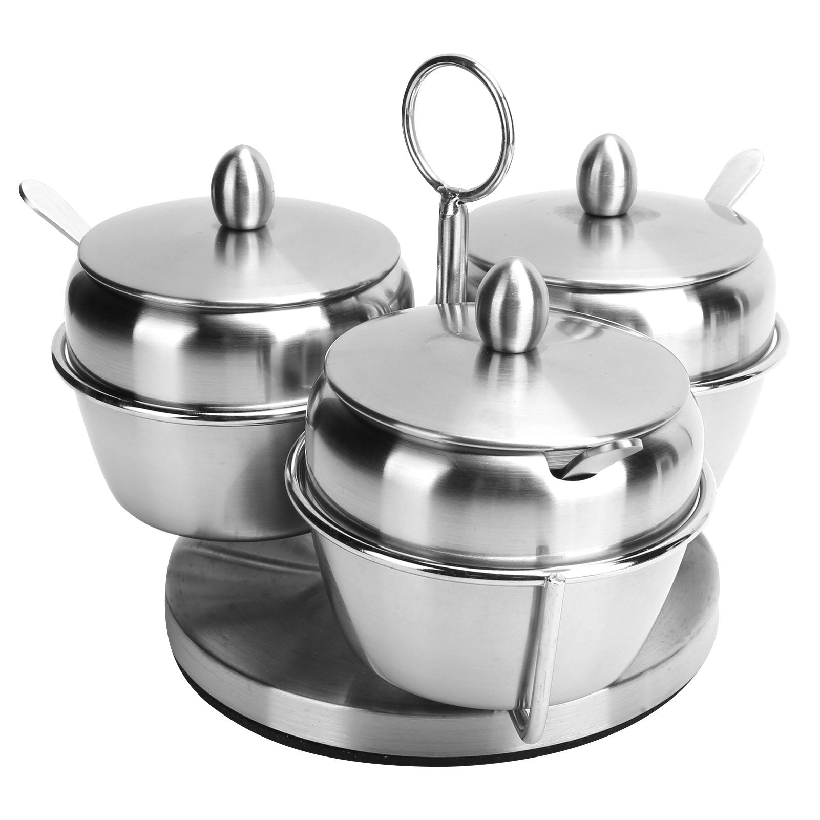 Stainless Steel Seasoning Pot Spice Salt Sugar Bowl Container with Rotating view 4
