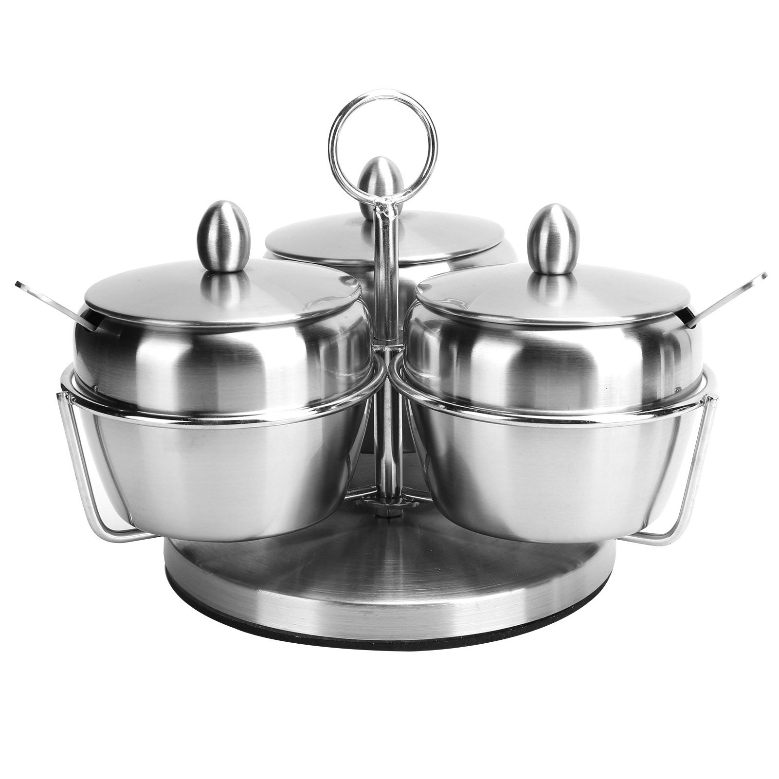 Stainless Steel Seasoning Pot Spice Salt Sugar Bowl Container with Rotating view 5
