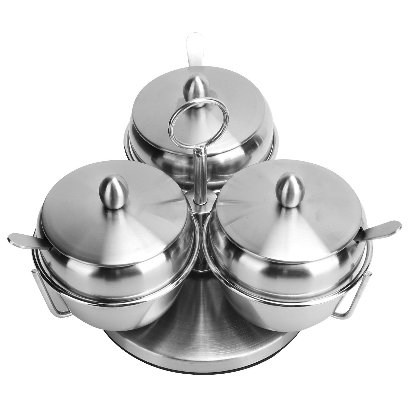 Stainless Steel Seasoning Pot Spice Salt Sugar Bowl Container with Rotating view 6
