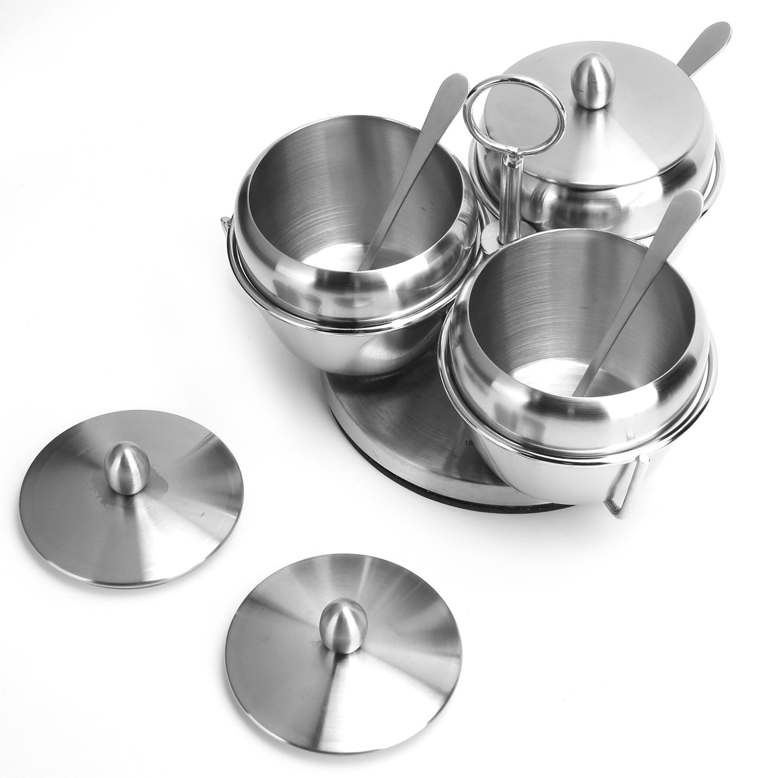 Stainless Steel Seasoning Pot Spice Salt Sugar Bowl Container with Rotating view 8