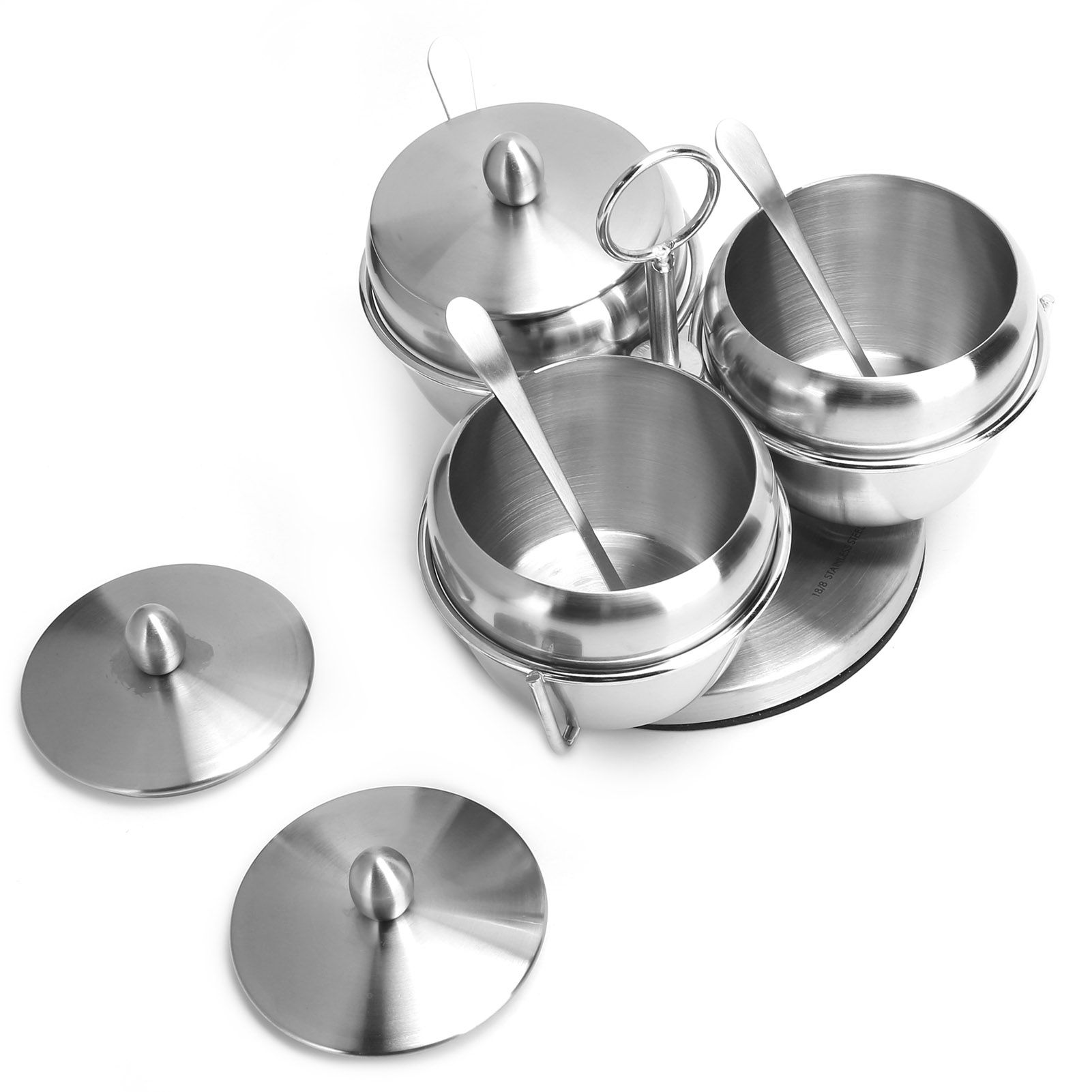 Stainless Steel Seasoning Pot Spice Salt Sugar Bowl Container with Rotating view 13