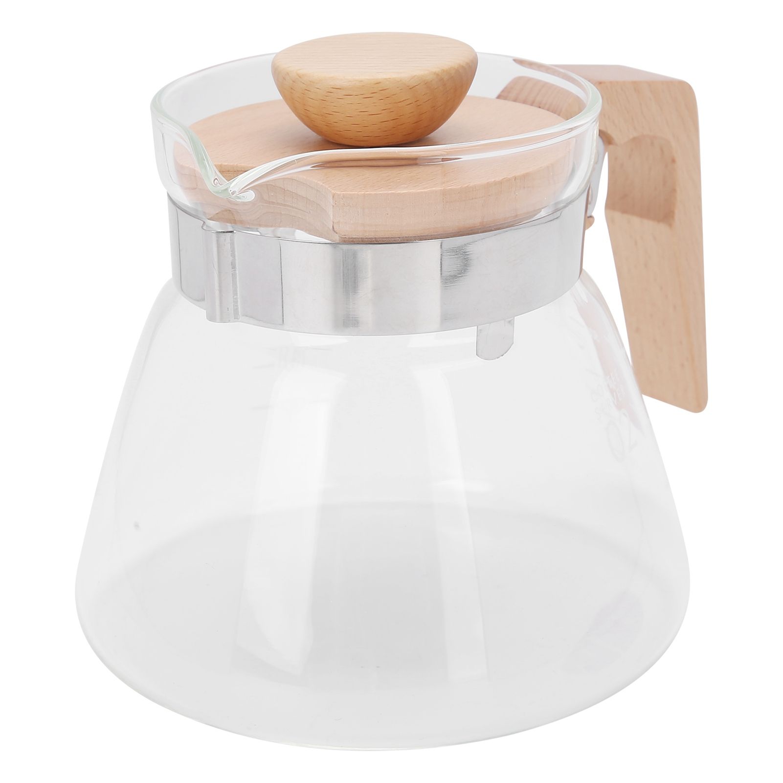 Pour Over Coffee Maker 600ml Glass Coffee Server Pot with Wooden Handle Lid view 2