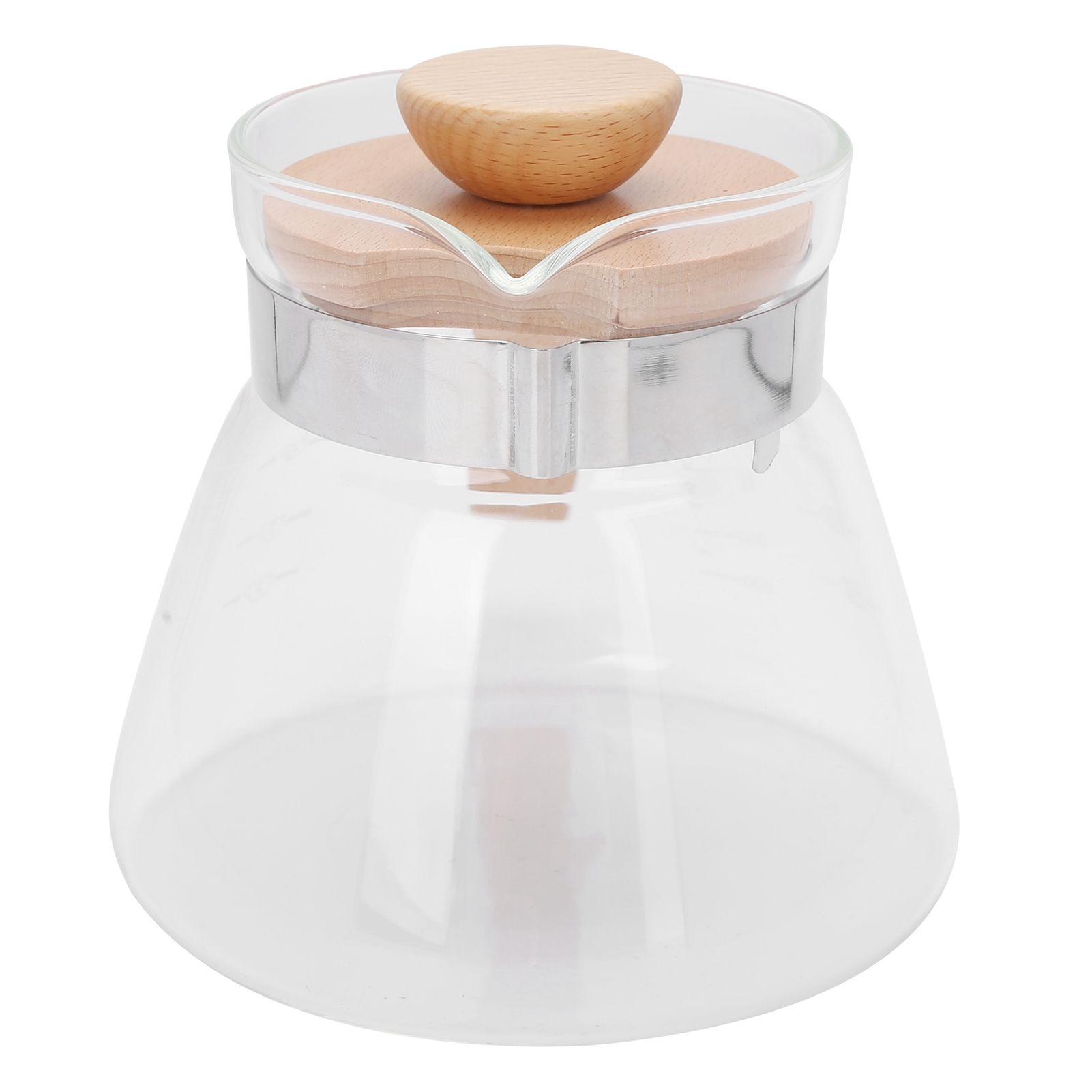 Pour Over Coffee Maker 600ml Glass Coffee Server Pot with Wooden Handle Lid view 3