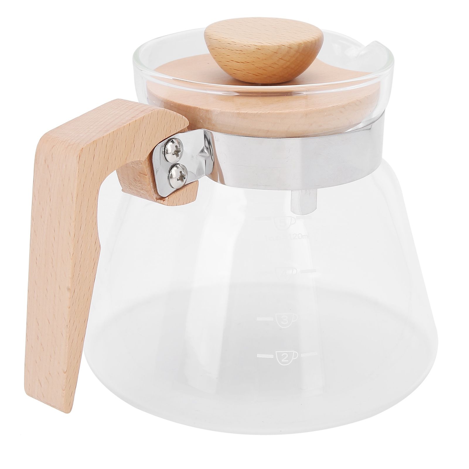 Pour Over Coffee Maker 600ml Glass Coffee Server Pot with Wooden Handle Lid view 4