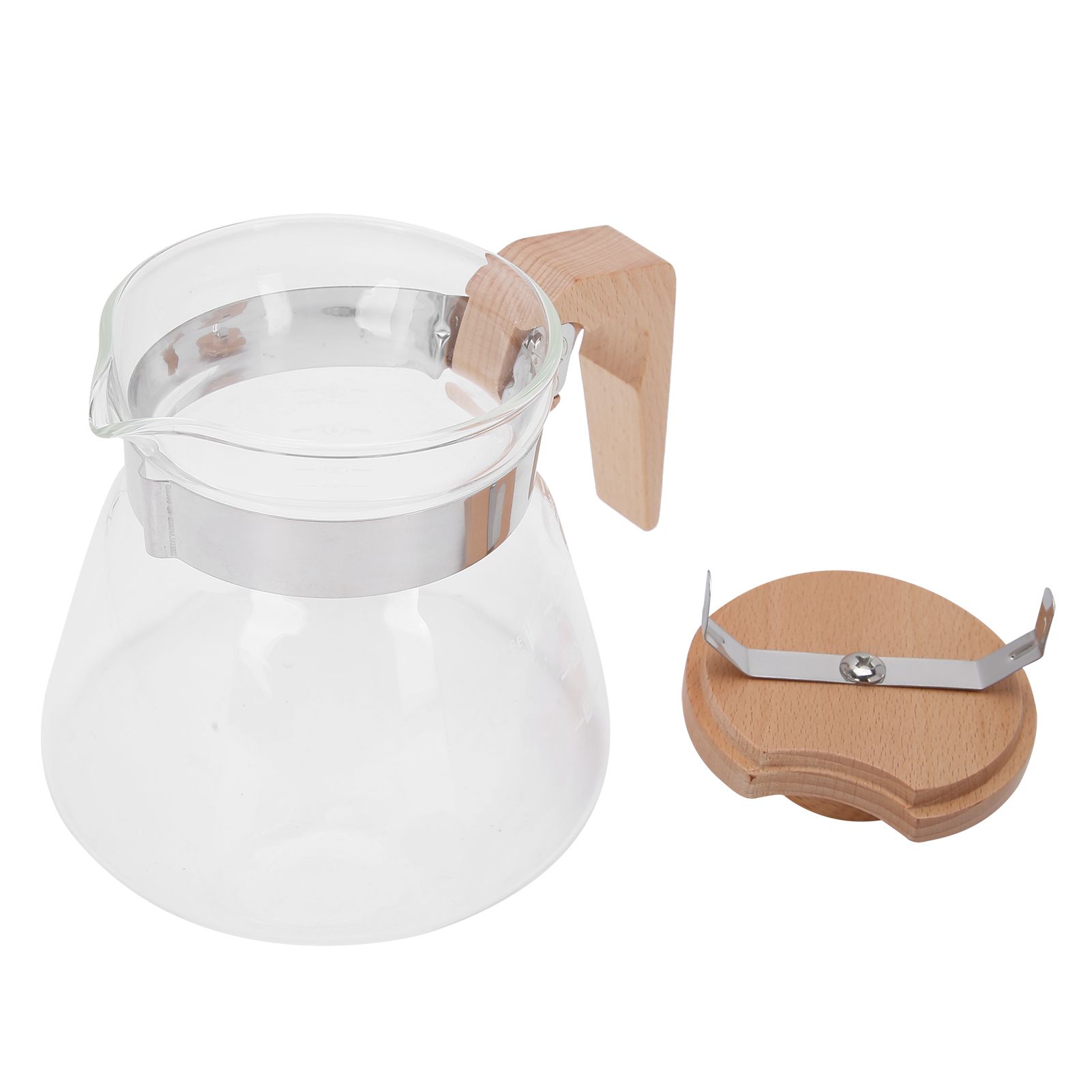 Pour Over Coffee Maker 600ml Glass Coffee Server Pot with Wooden Handle Lid view 6