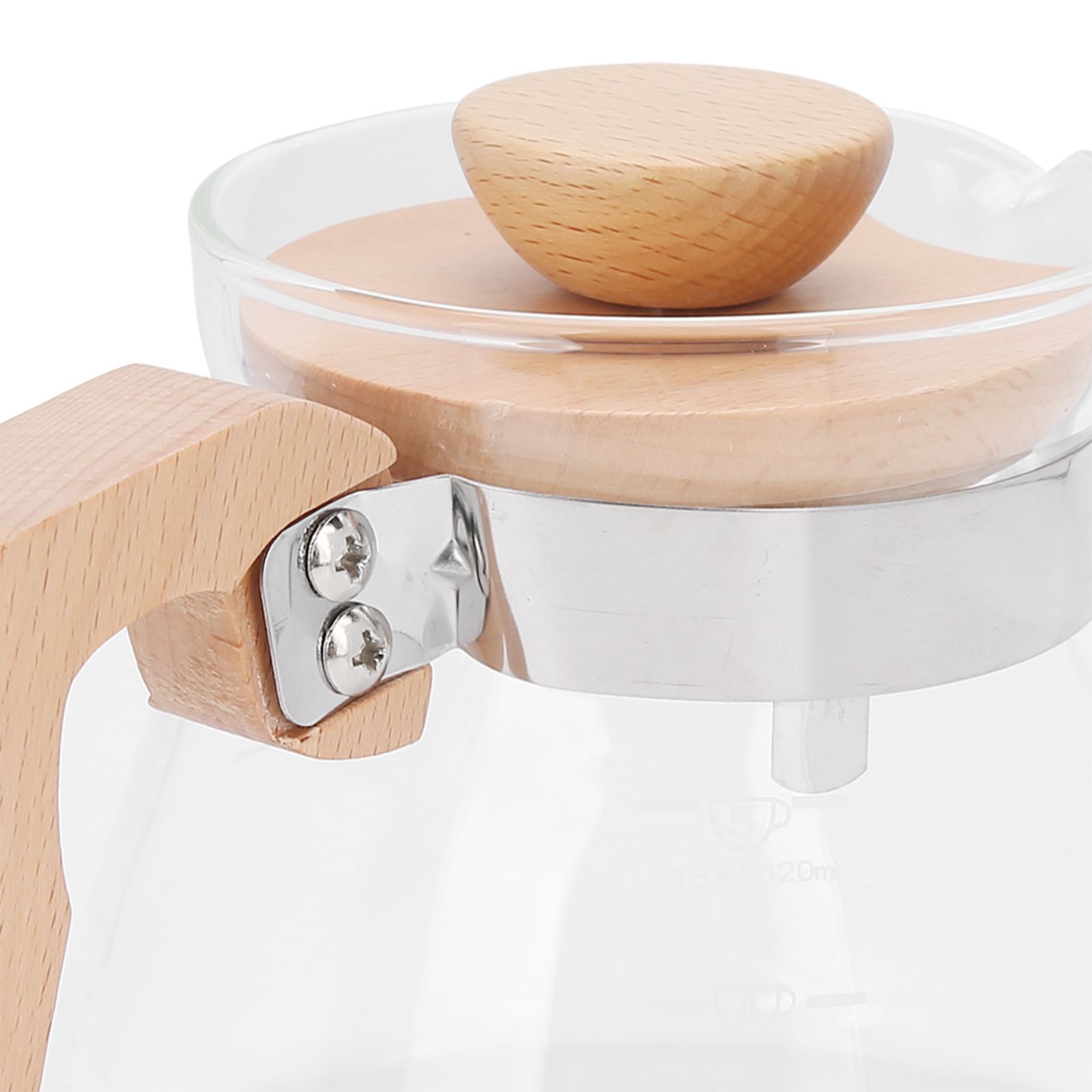 Pour Over Coffee Maker 600ml Glass Coffee Server Pot with Wooden Handle Lid view 11