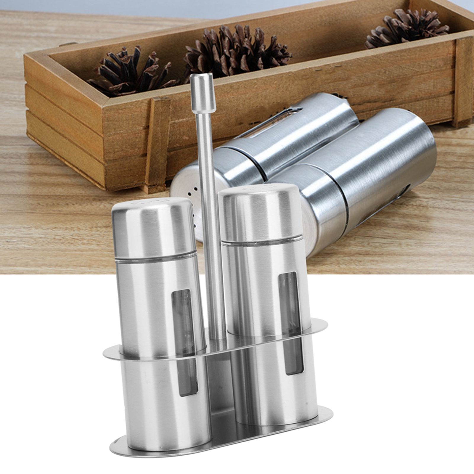Condiment Container 304 Stainless Steel Seasoning Pots Set with Storage Rack view 10