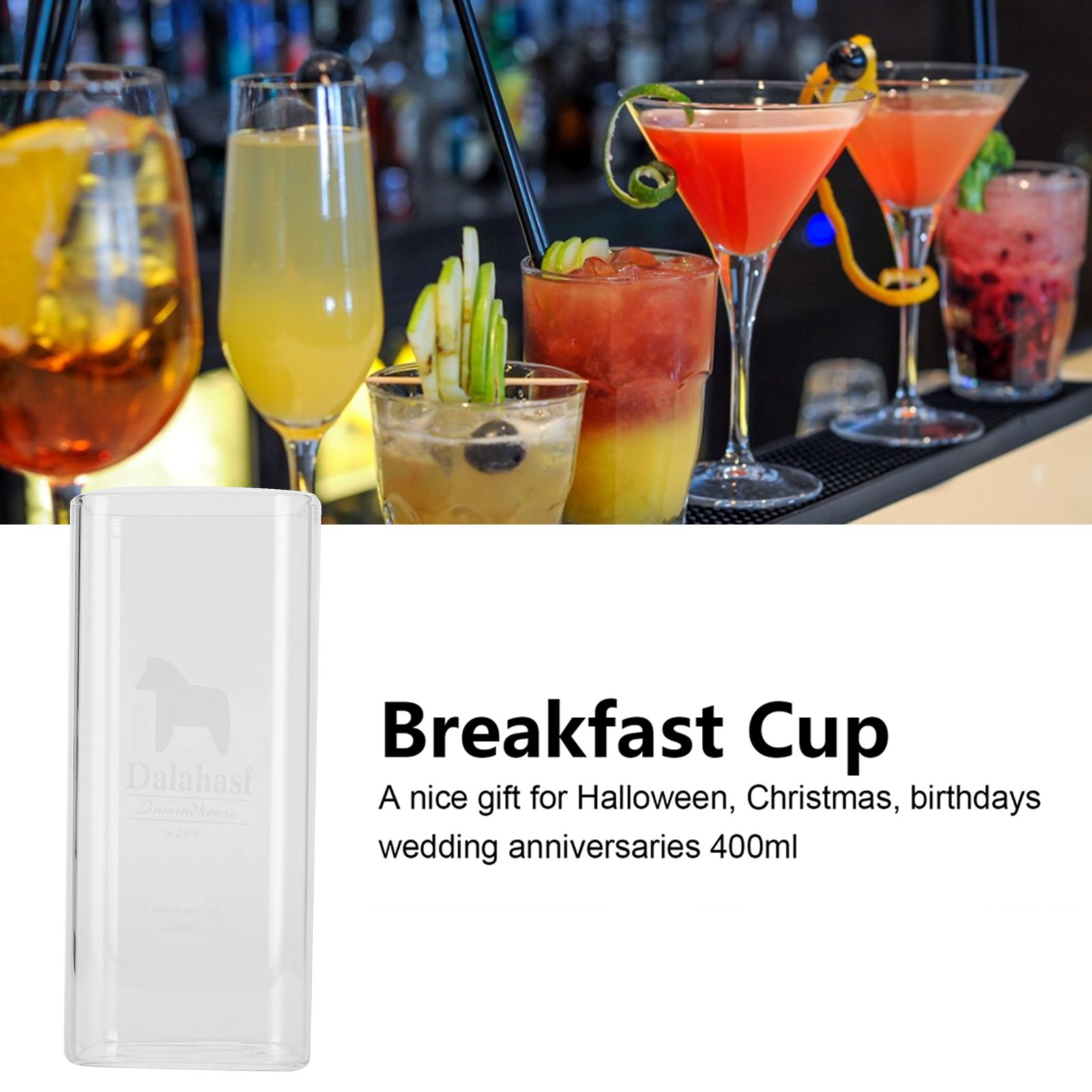 400ml Water Cup Square Heat-Resistant Glass Mug Beverage Milk Breakfast Cup view 12