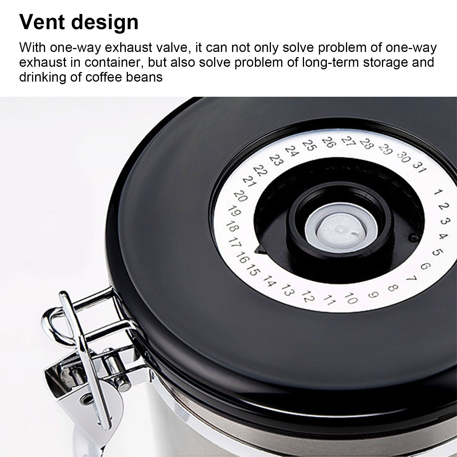 Coffee Bean Container with Exhaust Valve Tea Leaf Storage Canister for Kitchen view 13