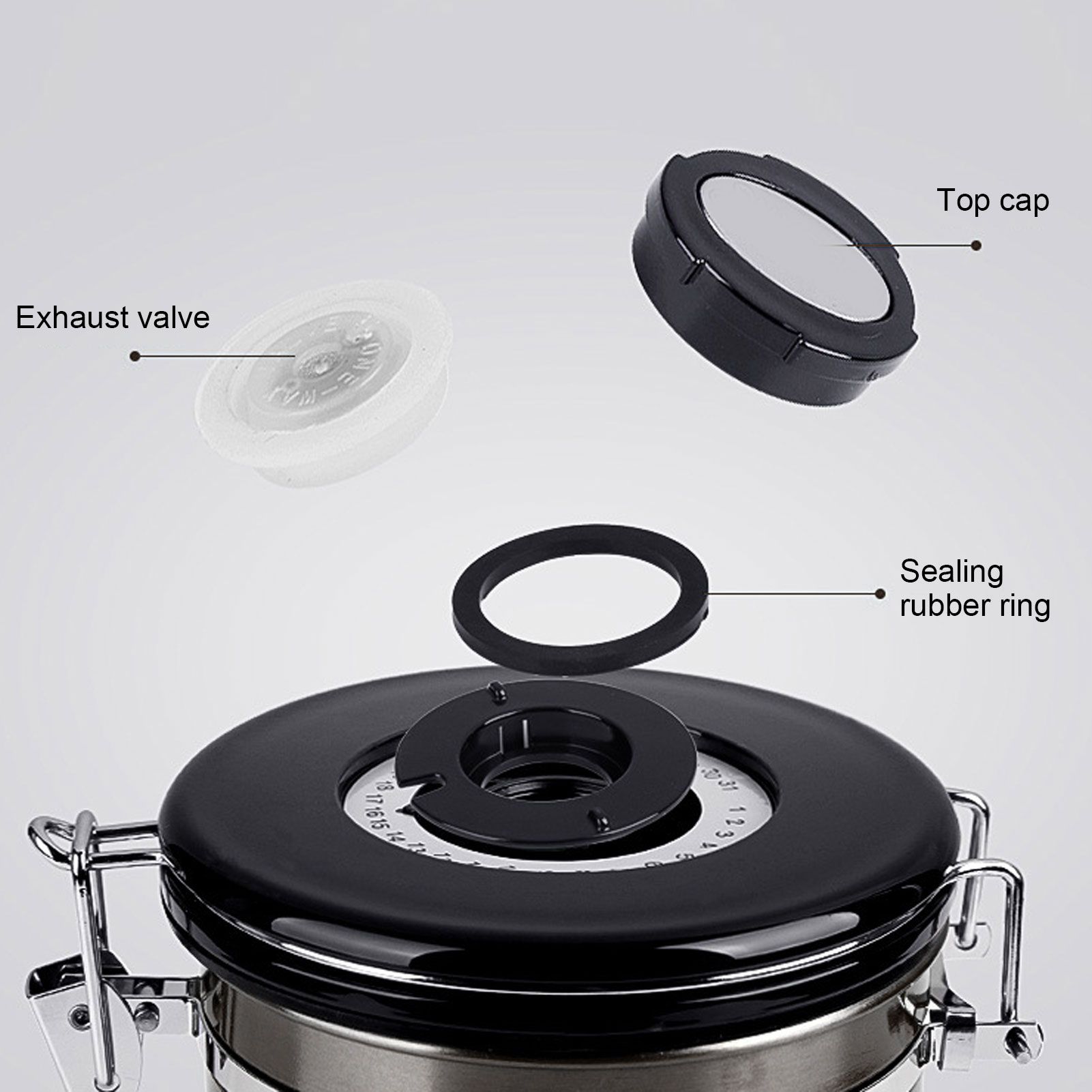 Coffee Bean Container with Exhaust Valve Tea Leaf Storage Canister for Kitchen view 14