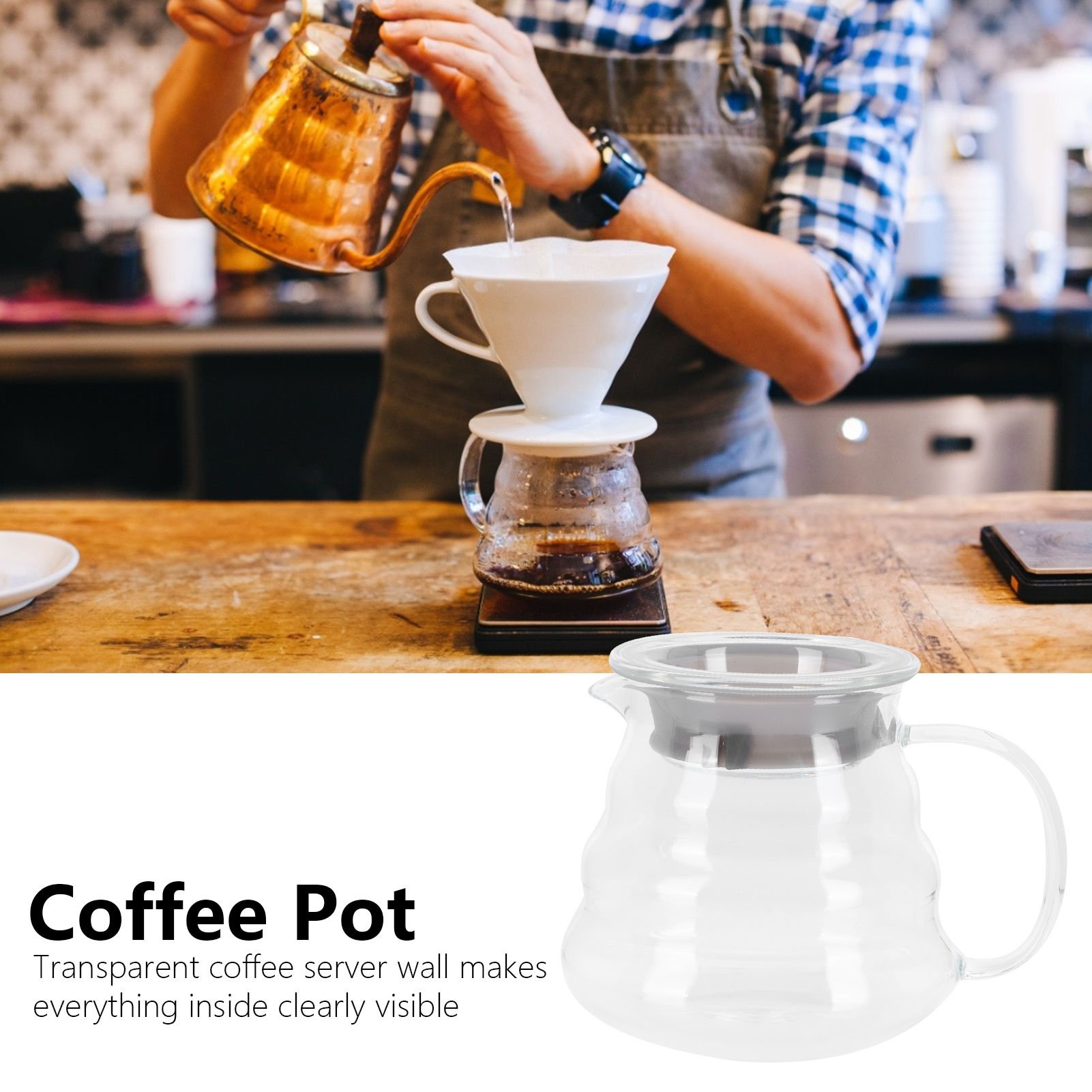Glass Coffee Server Professional Glass Coffee Carafe Coffee Pot for Bar view 15