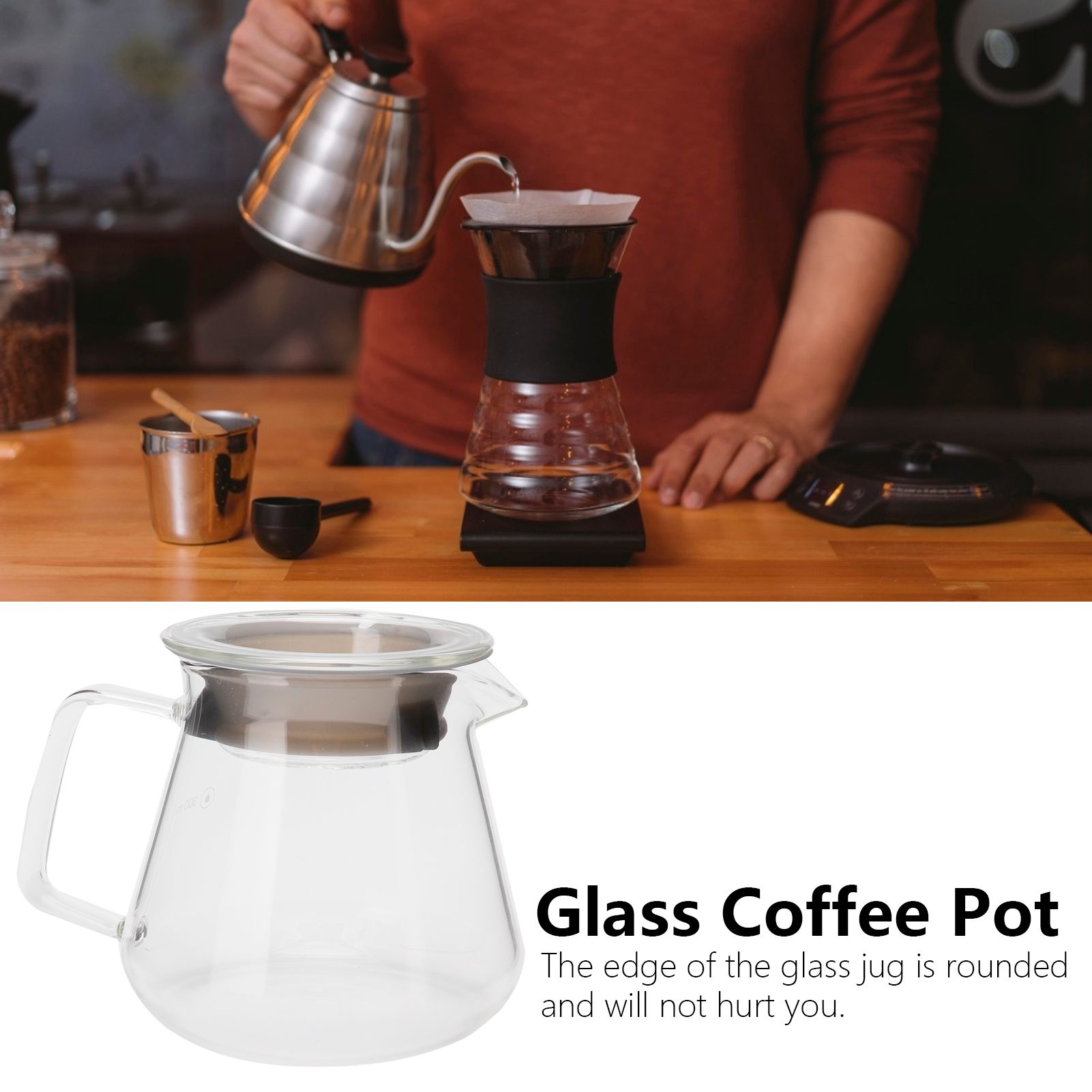 Glass Pour Over Coffee Maker Coffee Pot Kettle for Home Office Cafe Shop view 15