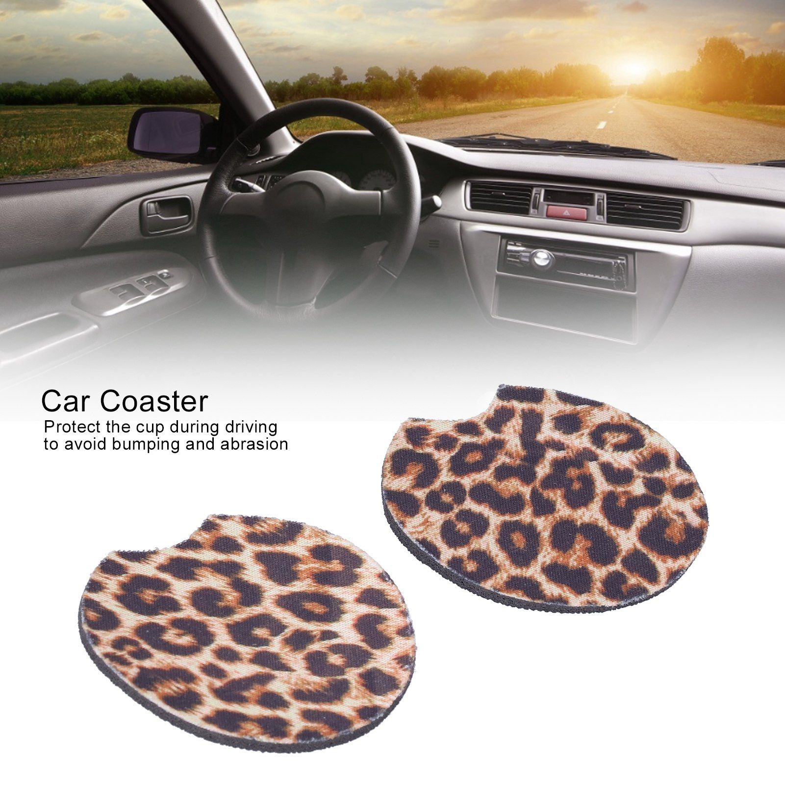 2Pcs Teacup Mat Waterproof Non Slip Car Coaster Neoprene Printed Cup Pad Protector view 15