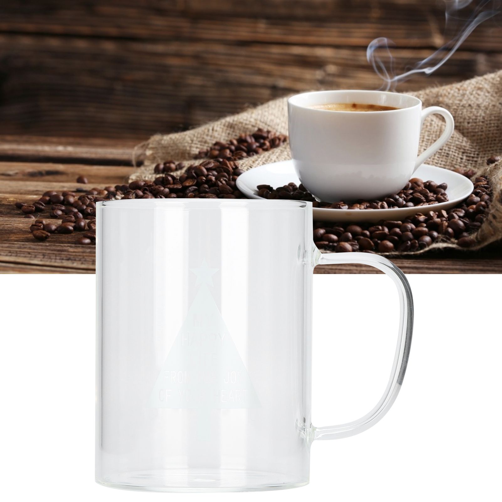 350ml Transparent Milk Cup Coffee Mug Tea Glass Drinkware with Handle for view 10