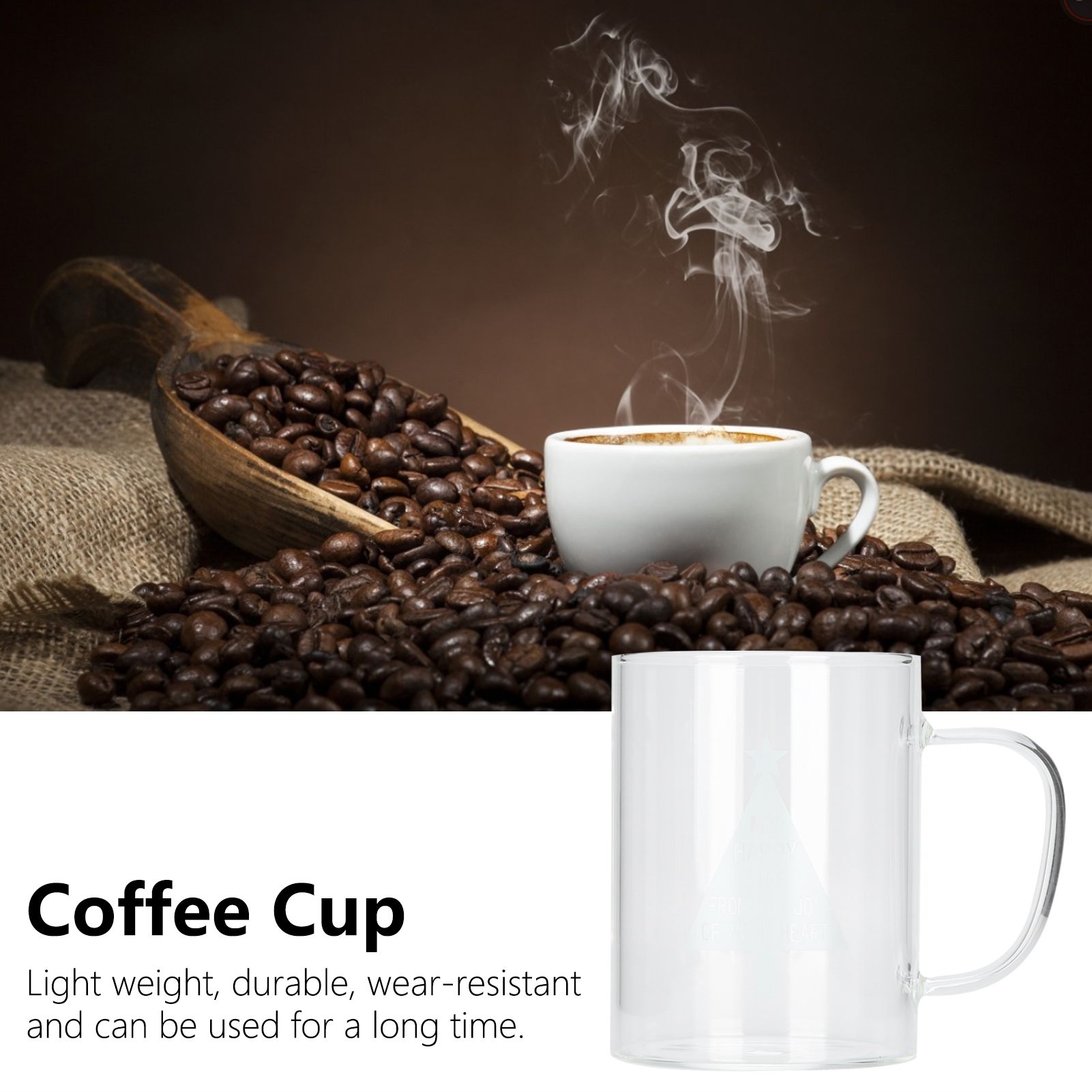 350ml Transparent Milk Cup Coffee Mug Tea Glass Drinkware with Handle for view 15