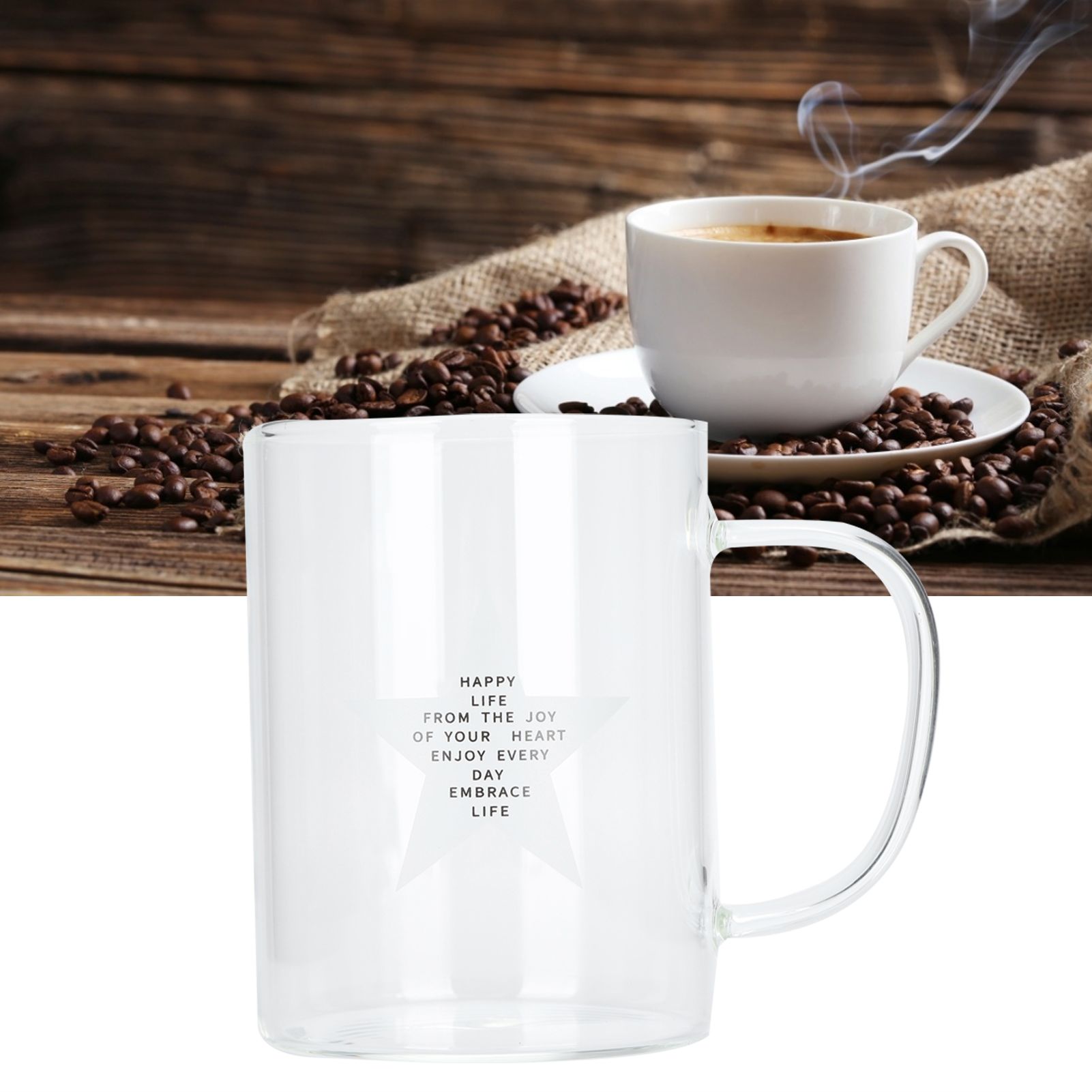 350ml Transparent Milk Cup Coffee Mug Tea Glass Drinkware with Handle for view 9