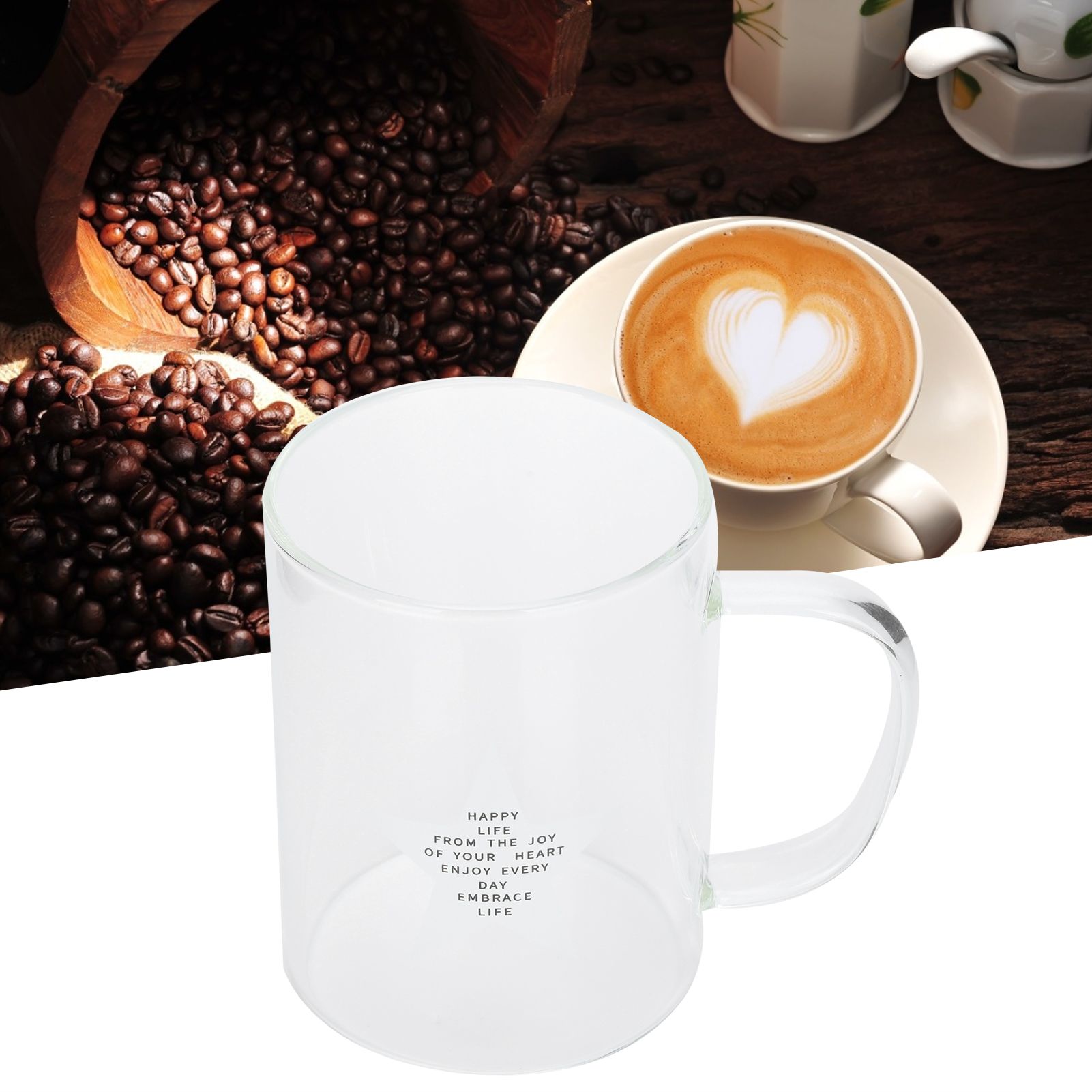 350ml Transparent Milk Cup Coffee Mug Tea Glass Drinkware with Handle for view 10