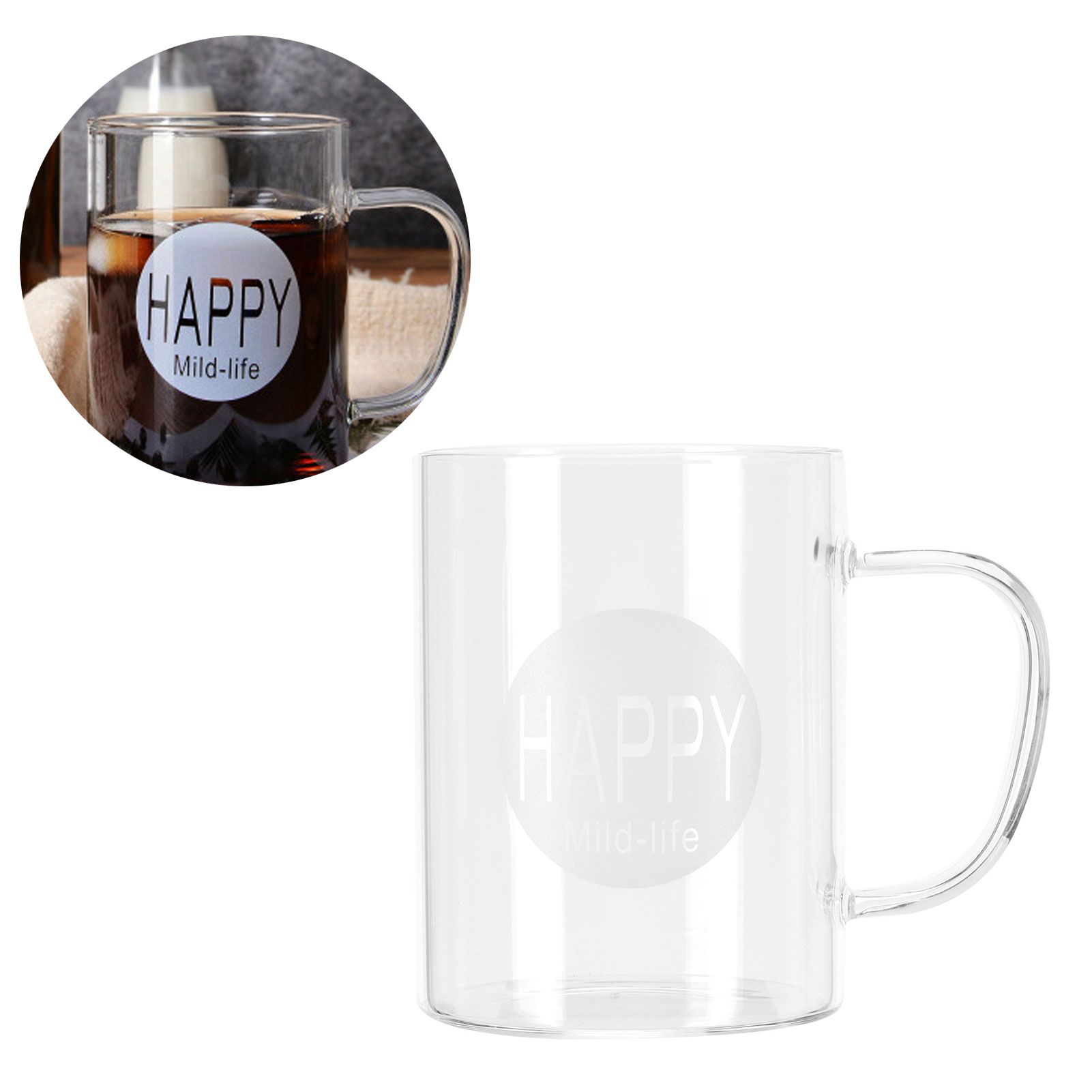 350ml Coffee Cup Transparent High Borosilicate Glass Mug with Handle for Milk view 10