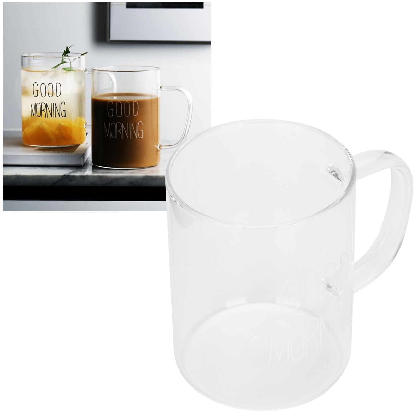 350ML Transparent Milk Coffee Mug with Handle Glass Water Cup Drinkware view 9