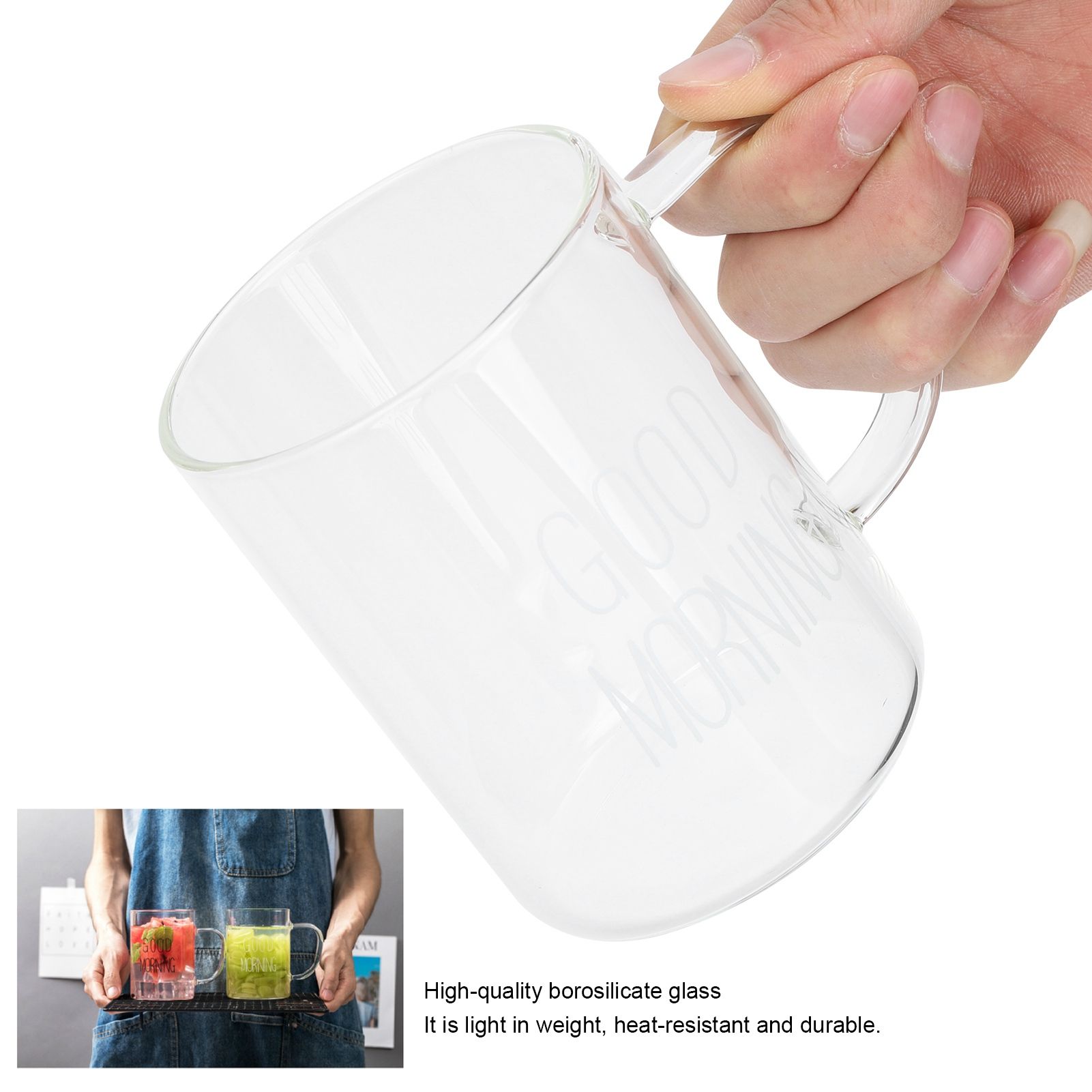 350ML Transparent Milk Coffee Mug with Handle Glass Water Cup Drinkware view 12