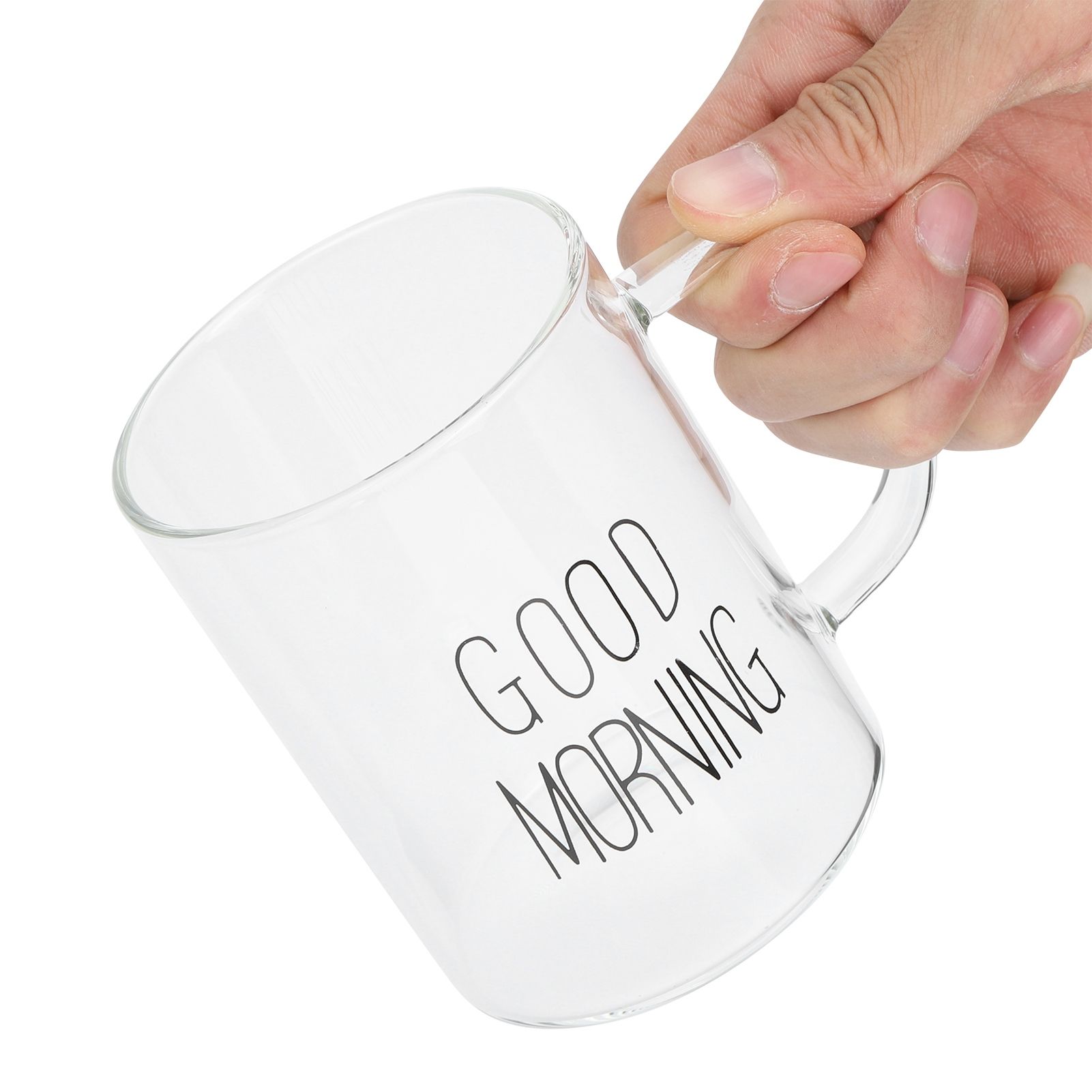 350ML Transparent Milk Coffee Mug with Handle Glass Water Cup Drinkware view 8
