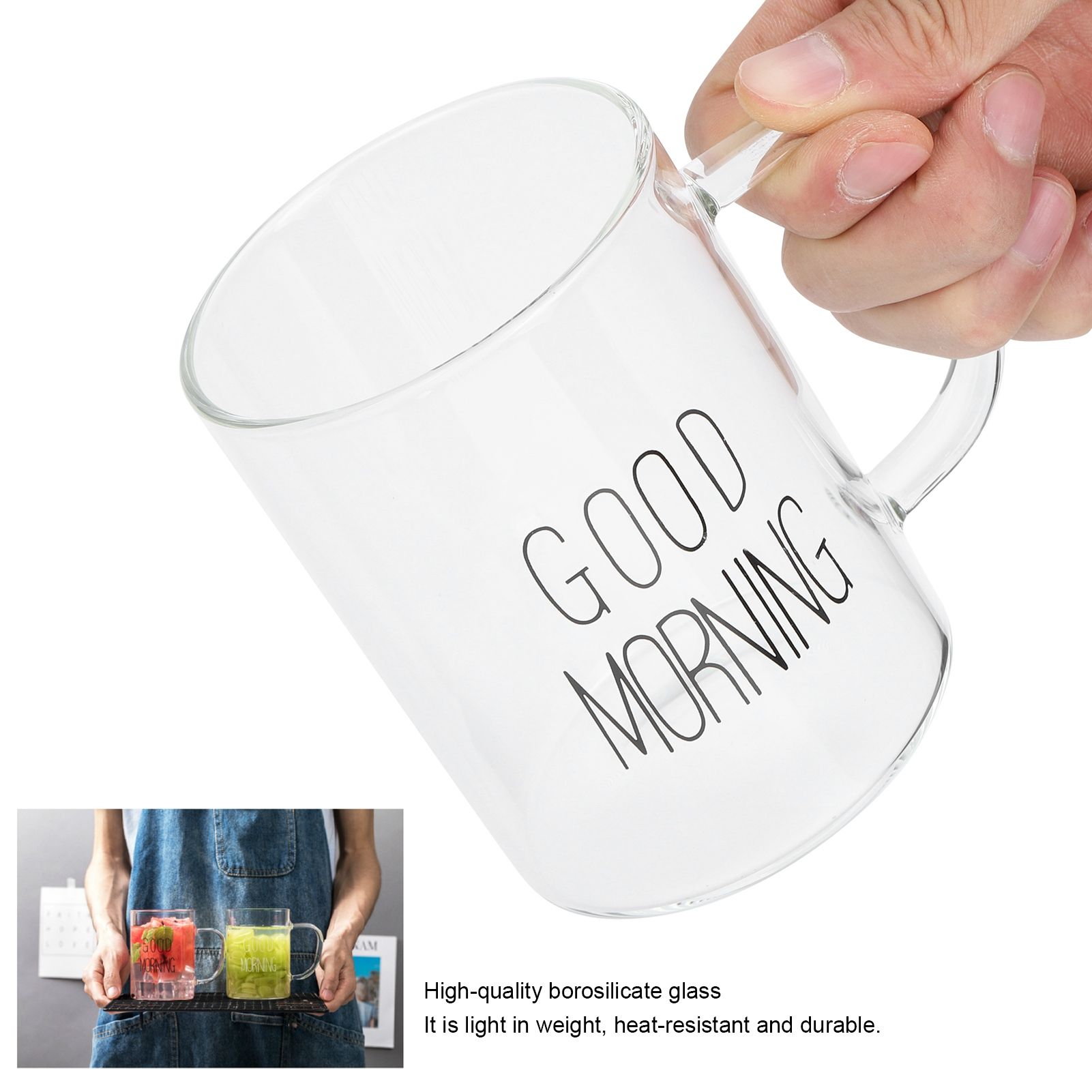 350ML Transparent Milk Coffee Mug with Handle Glass Water Cup Drinkware view 13