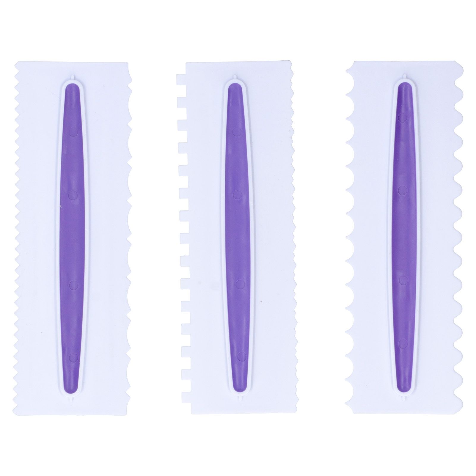 3Pcs Cake Icing Spatula Frosting Scraper Comb Edge Smoothing Decorating Tool