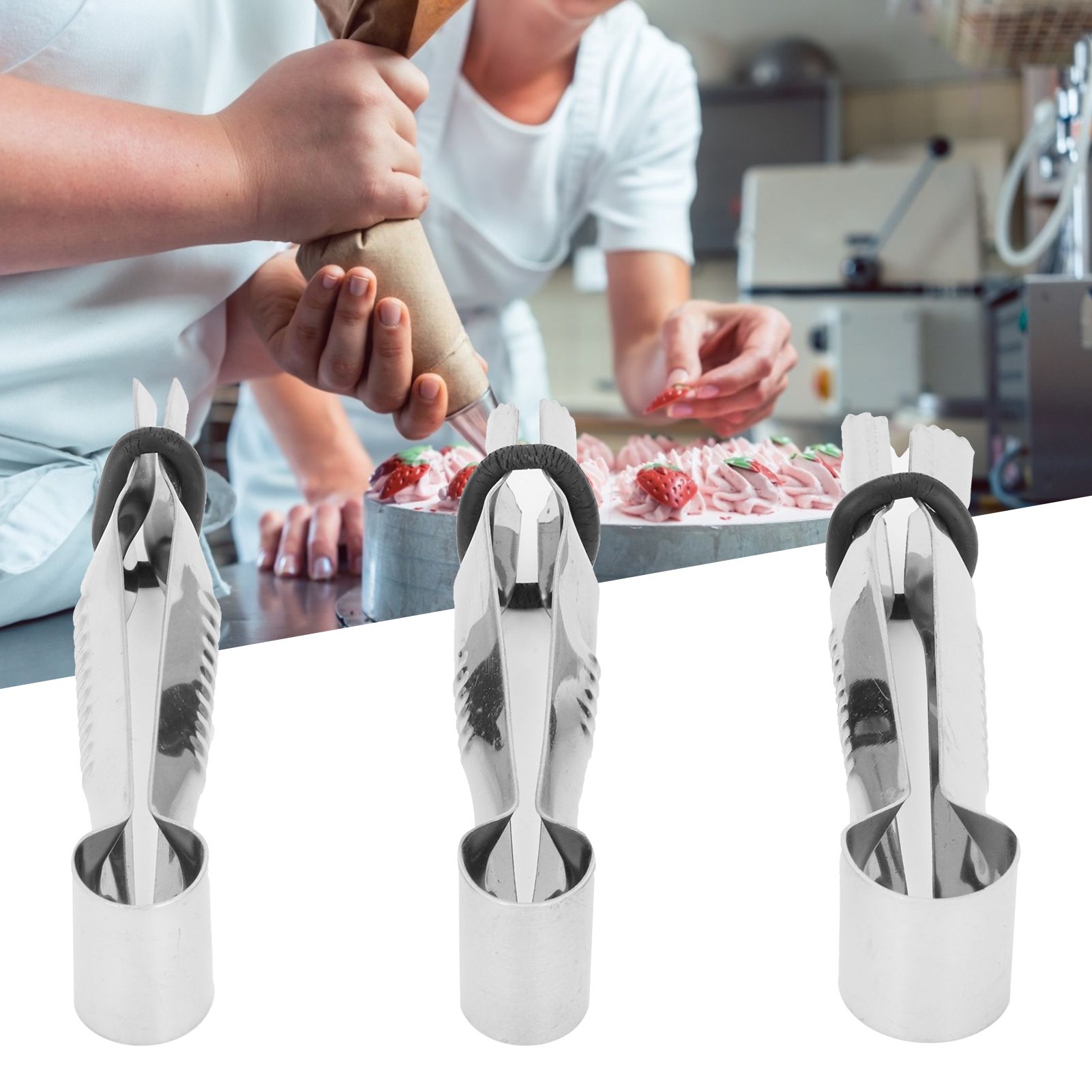 3pcs Stainless Steel Cake Crimper Cake Making Decorating Clamp Mould DIY view 9