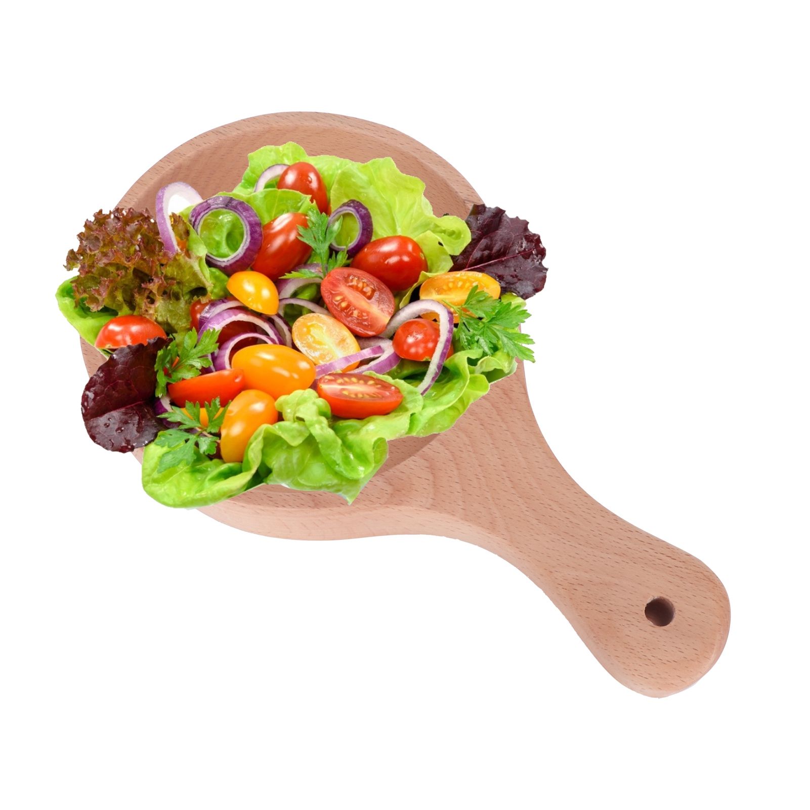 Wooden Salad Bowl with Handle JapaneseStyle Noodles Fruit Bowl Kitchen Tablewares view 9