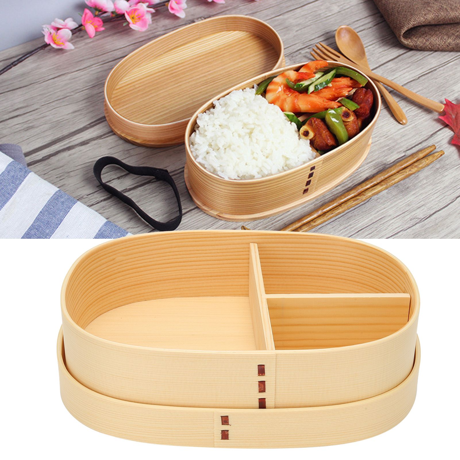 Lunch Box Portable Japanese Style Single Layer Wooden Food Sushi Container view 9