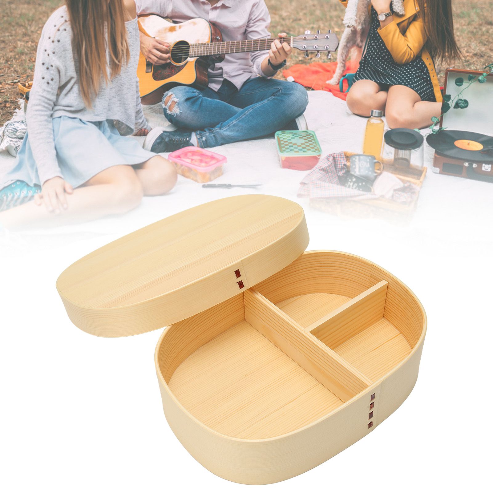 Lunch Box Portable Japanese Style Single Layer Wooden Food Sushi Container view 10
