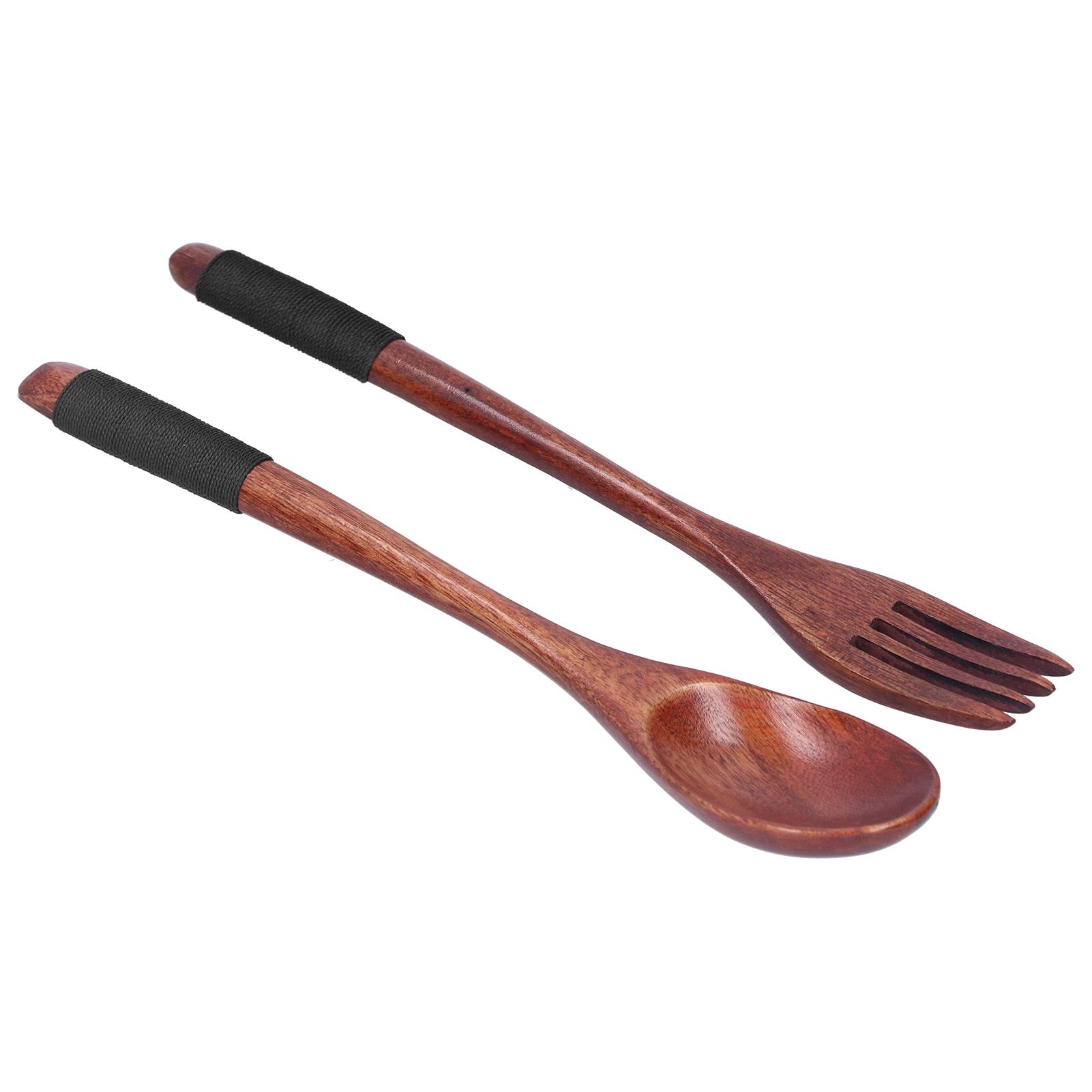 Japanese Style Cutlery Set Wooden Spoon Fork Soup Teaspoon Kitchen Cooking view 6
