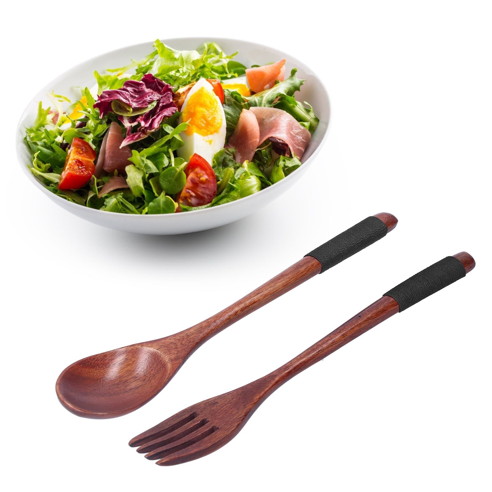 Japanese Style Cutlery Set Wooden Spoon Fork Soup Teaspoon Kitchen Cooking view 10