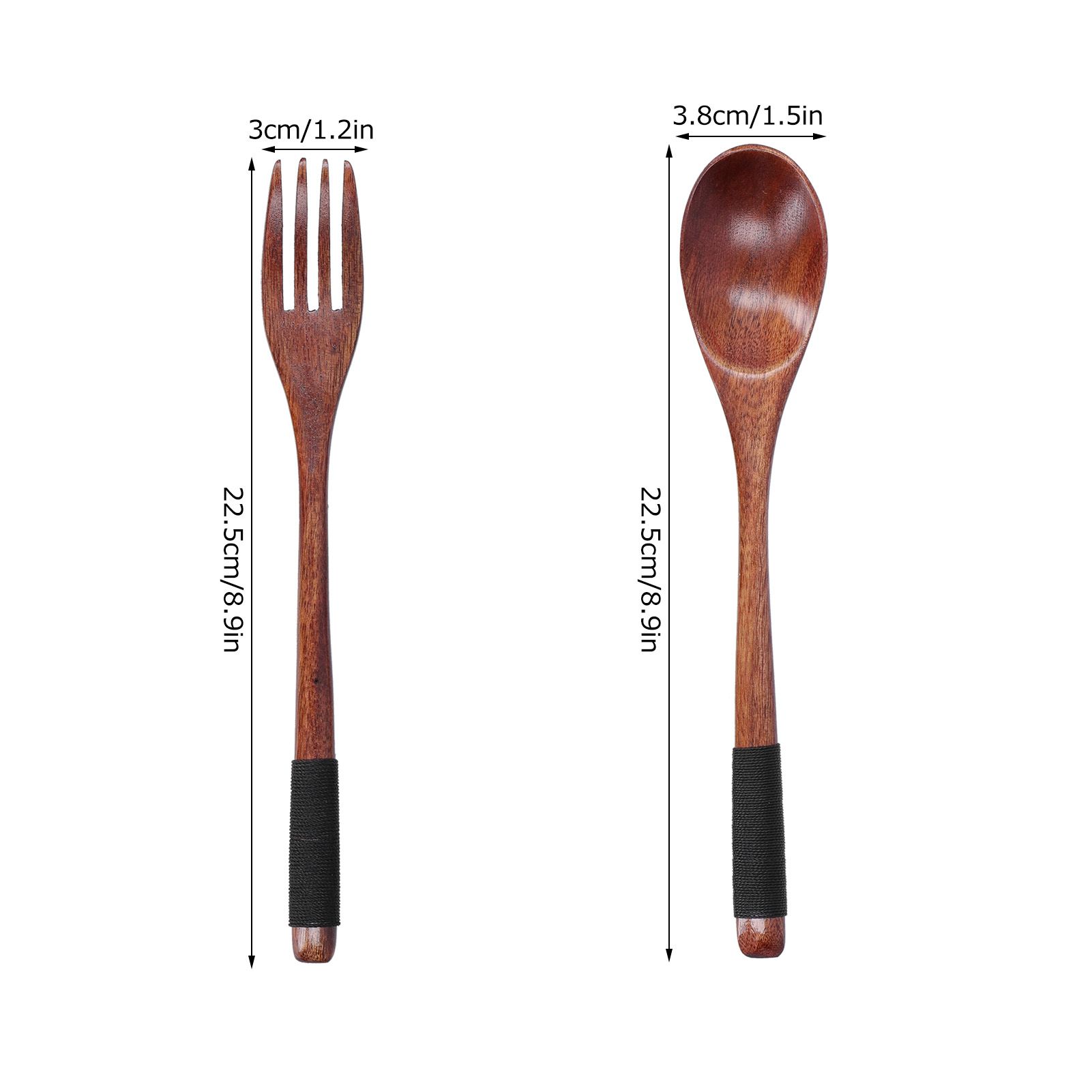Japanese Style Cutlery Set Wooden Spoon Fork Soup Teaspoon Kitchen Cooking view 11