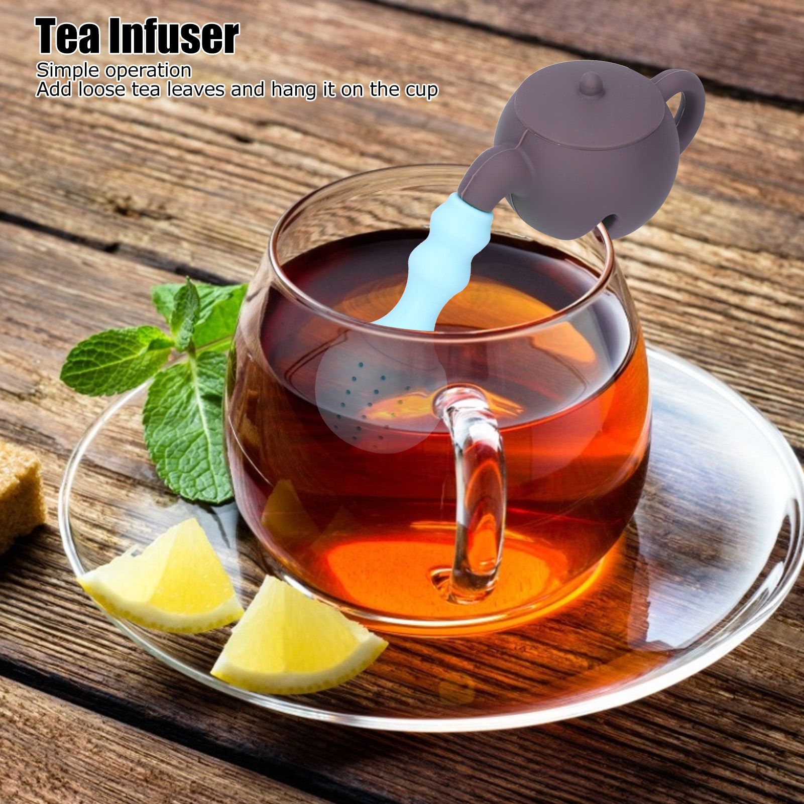 Silicone Tea Infuser Multifunction Teapot Shape Tea Leaf Strainer Filter Brown view 11